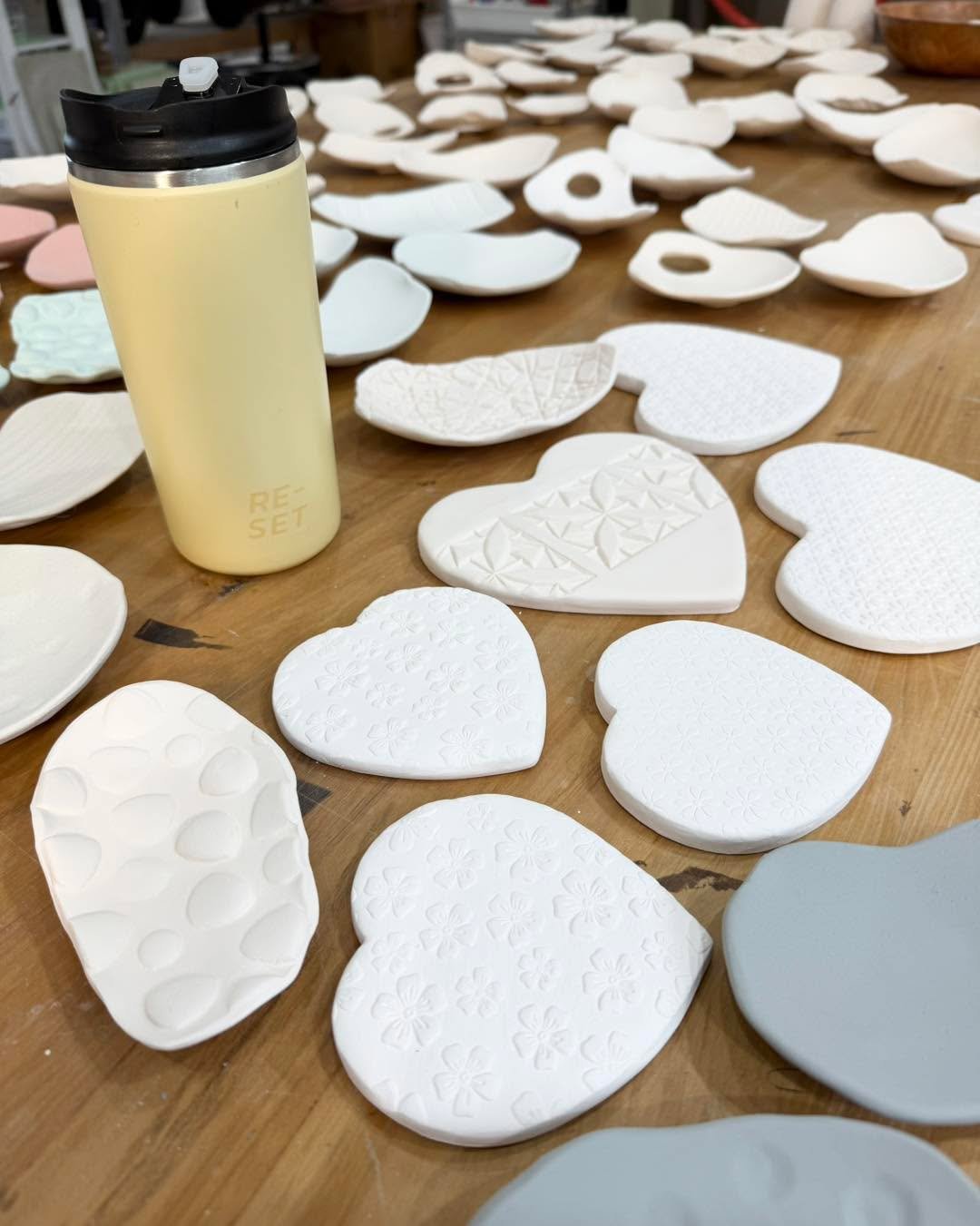 Pilates done ✅. Played with Maisy 🐾 ✅. Tea in my resetcollective_ cup ✅. Glazing in progress ✅ #ceramicartist #smallbusinessowner #nzmadeproducts