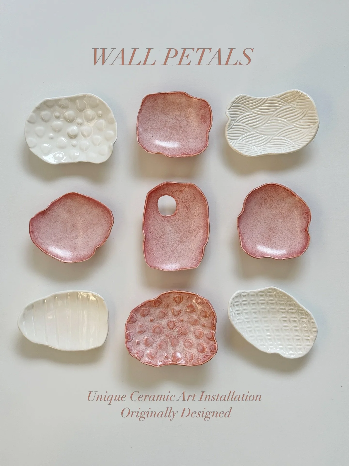 A new addition to the studio - my Wall Petals are designed to hang in many different configurations.  Uniquely designed by me, this pink &amp; white set is coming along to the @wonder_markets this Saturday 🩷