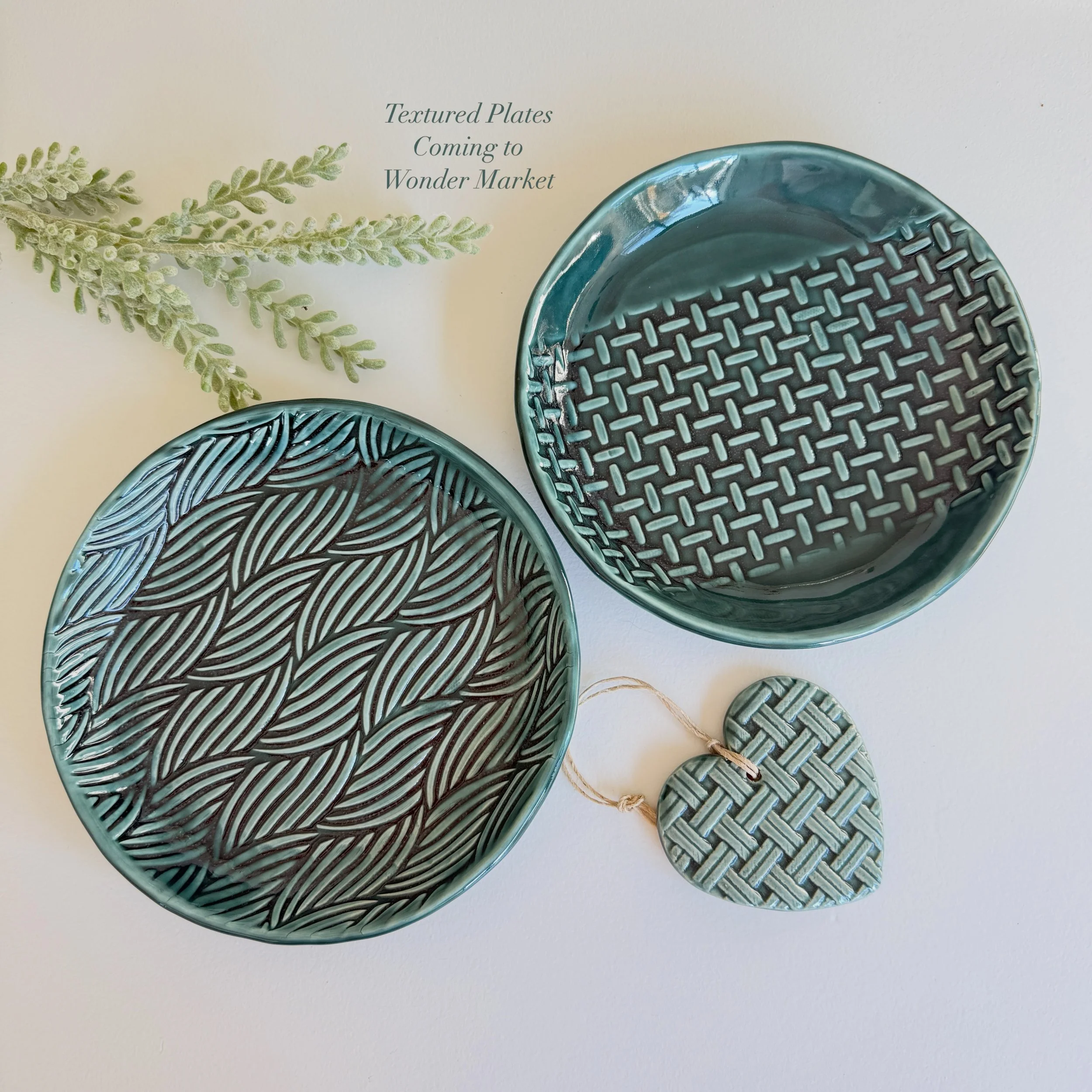 @wonder_markets - Tomorrow. 💚 🤗 💚. Textured Plates will be with me at the market.