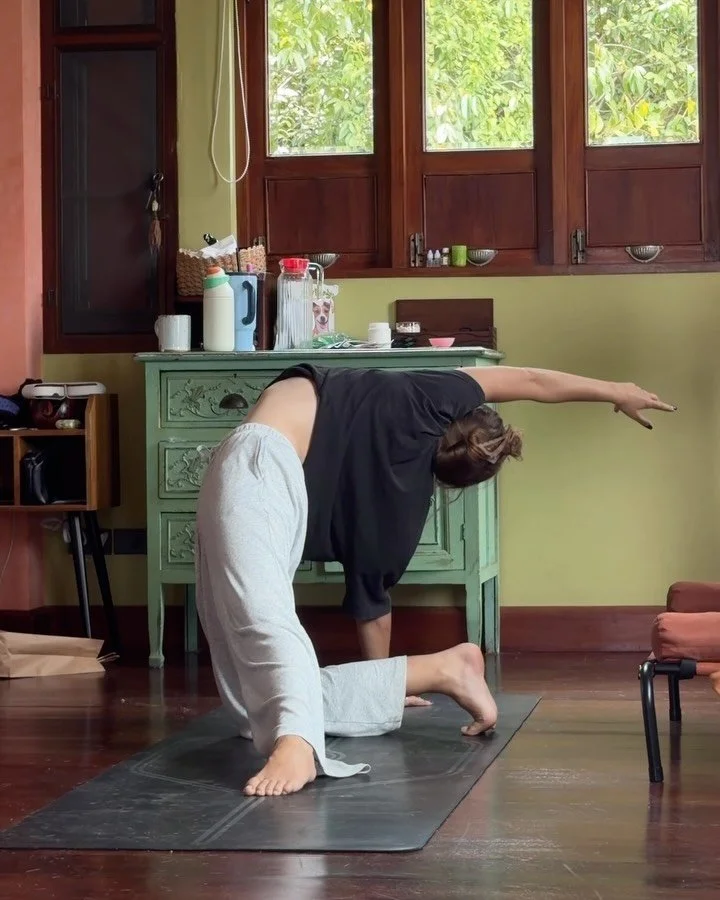bedroom flowing - playing with a sequence for a beans club class 🫘 

whenever I&rsquo;m uninspired to sequence I come back to Surya Namaskar and see what we can tweak and add from there and it always gets the wheels turning. What do you do to spark 