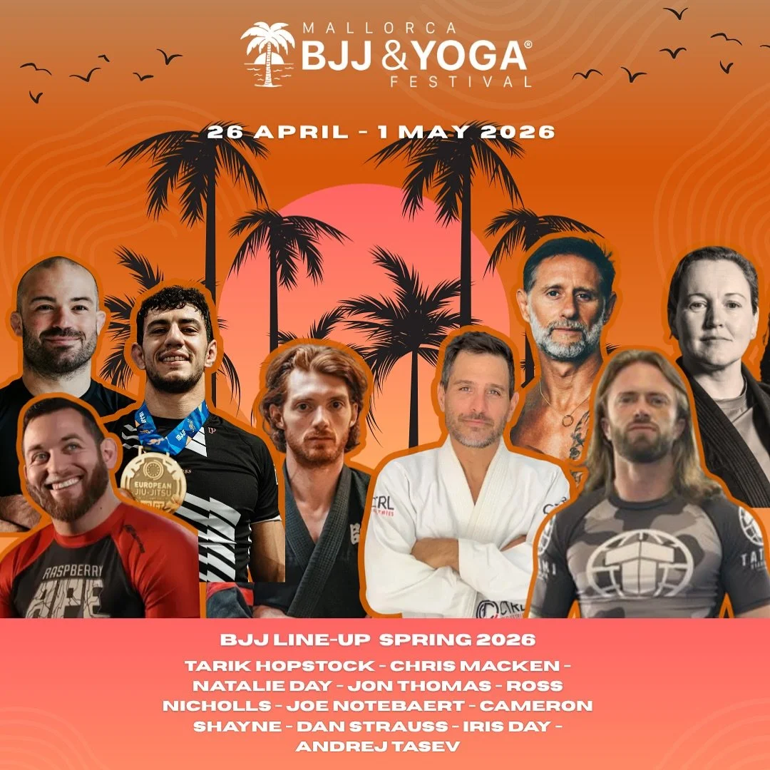 Mallorca BJJ &amp; Yoga Festival Spring Edition 2026 is almost here ☄️
26 April to 1 May (last rooms are going FAST). 

This is your final chance to lock in your spot.

The Spring 2026 BJJ line-up:

Tarik Hopstock &middot; Chris Macken &middot; Natal