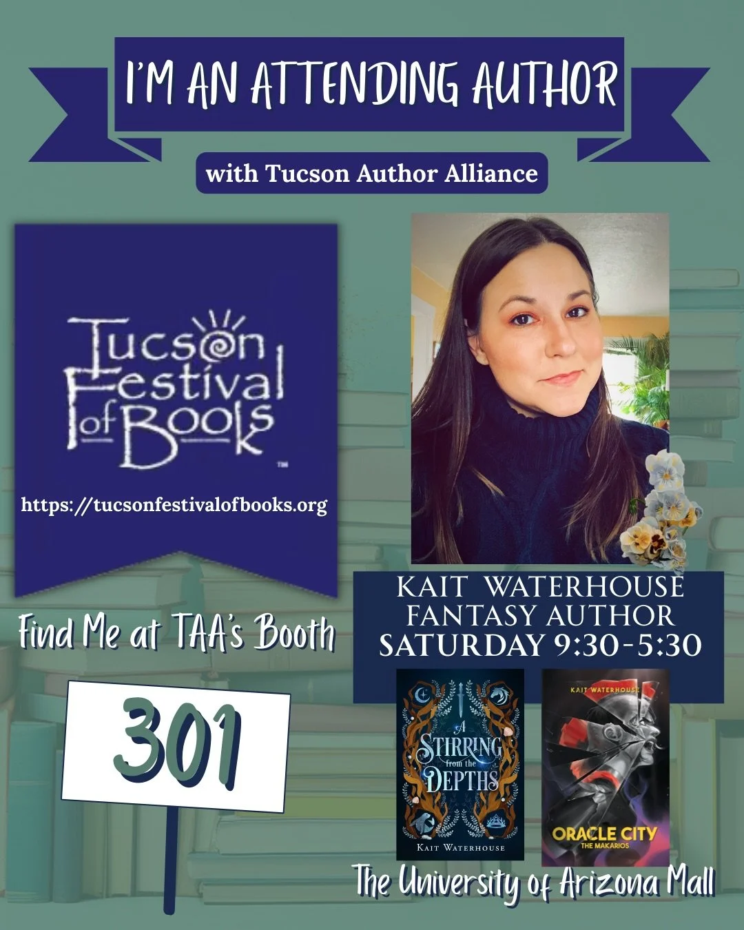 I can promise you I&rsquo;ll have free stickers for anyone who stops by to snag a copy of my books @tucsonfestivalofbooks ! I&rsquo;ll have paperback editions of both my novels ready to sign. I am so excited to meet more readers and writers!!! Anyone