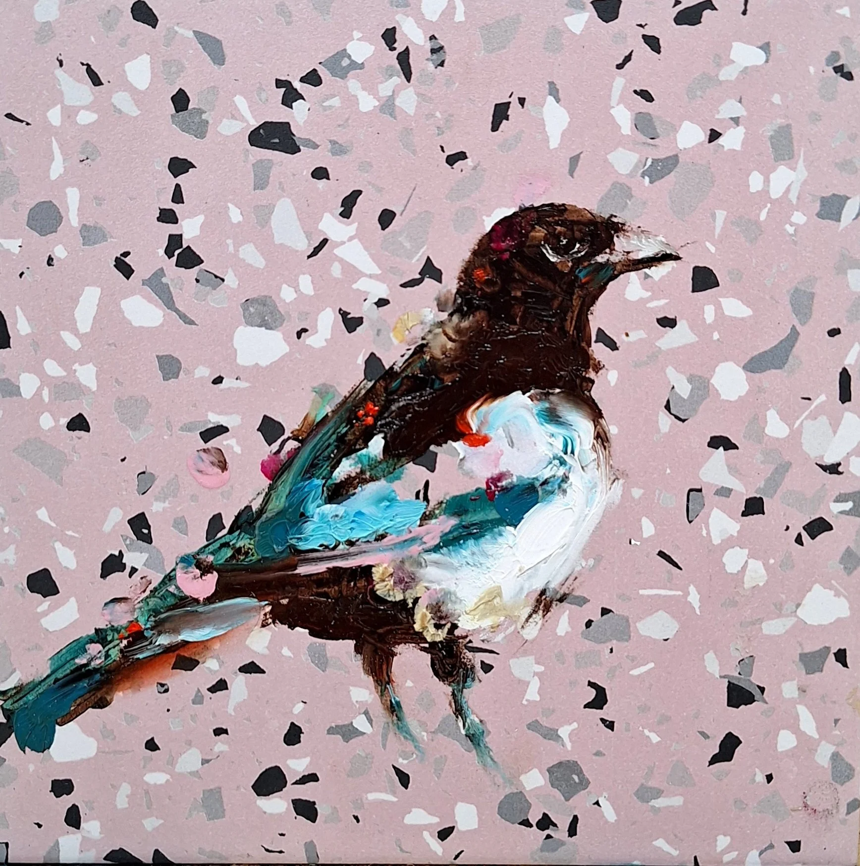 Magpie on large tile