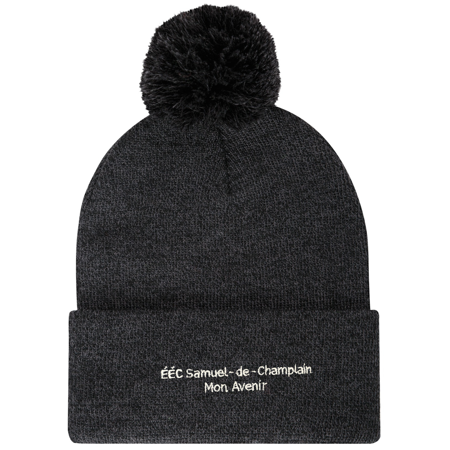 Adult Pom Toque - Heather Black - Back.png