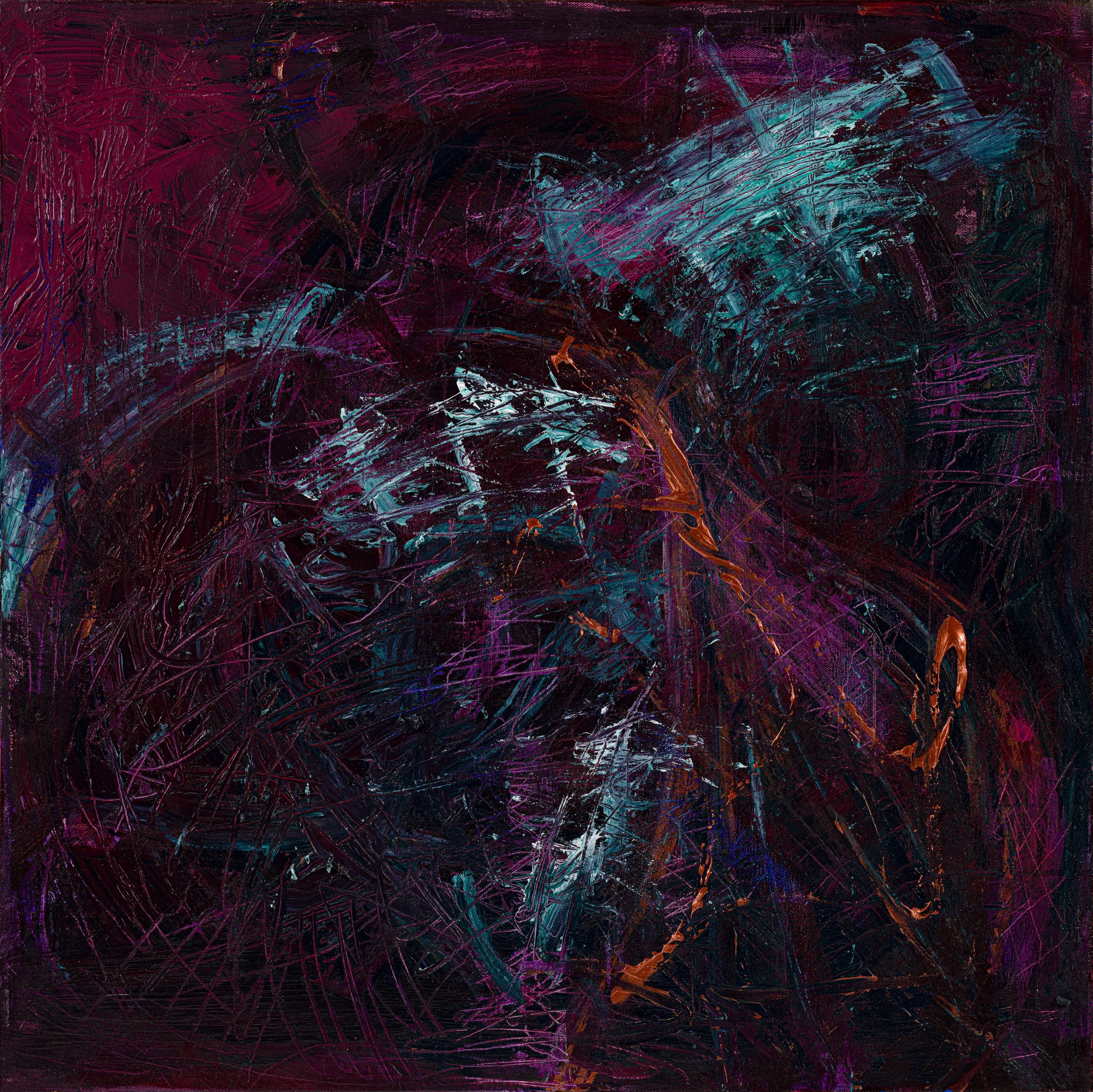 I. Plum - 30” x 30” - acrylic & oil. 2024. 