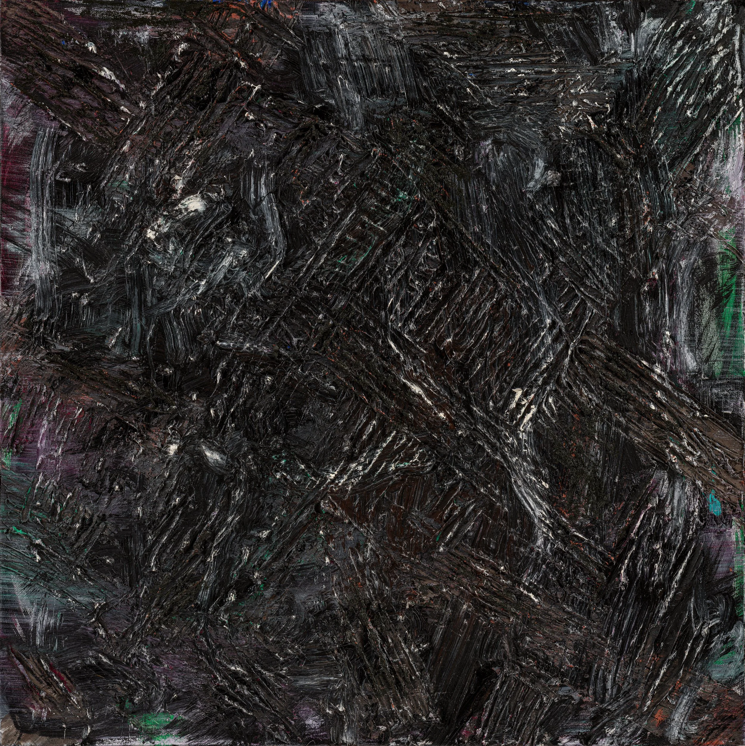IV. Ebony - 30” x 30” - acrylic, oil & fiber. 2024. 
