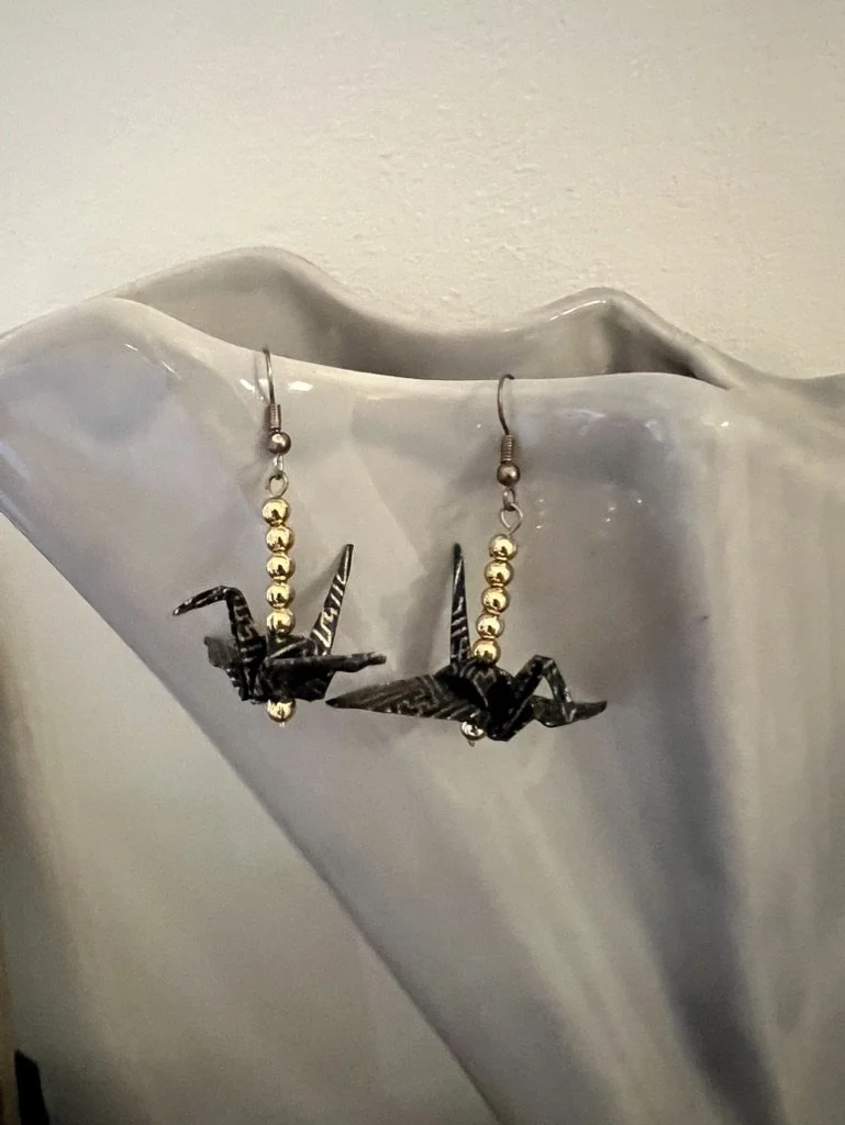 Origami crane earrings