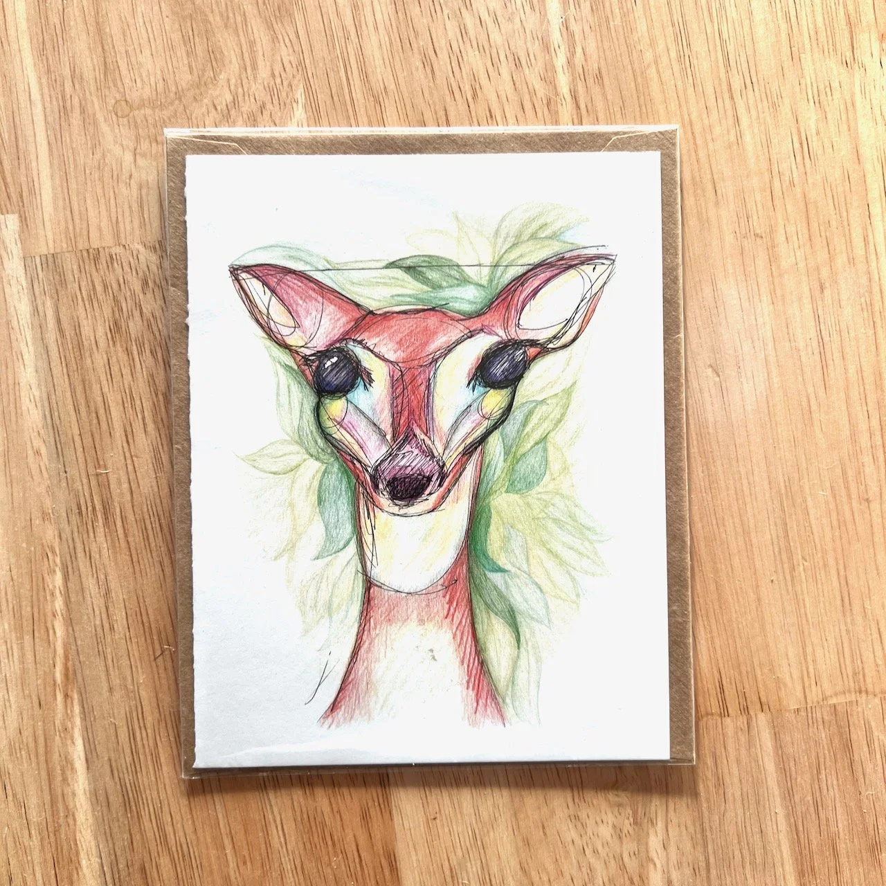 Blank notecard: Doe Say Hello