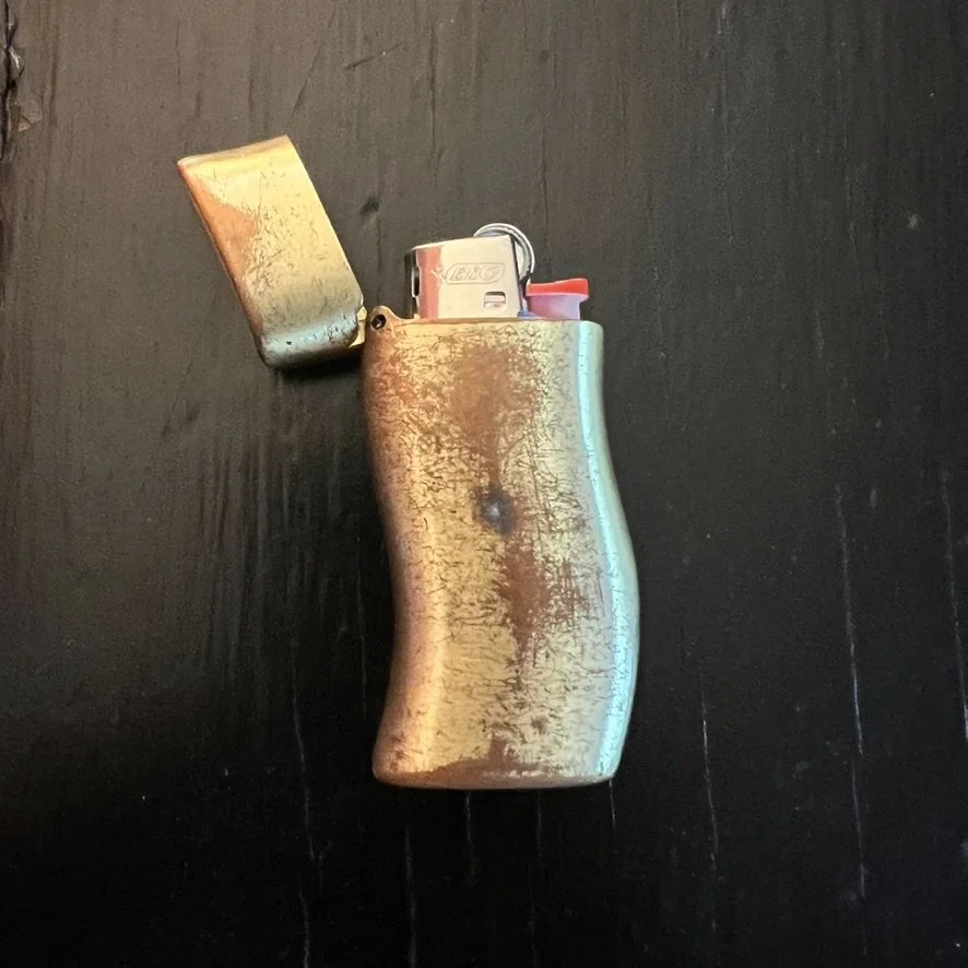 Gold tone disposable lighter cover