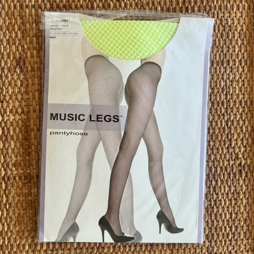 Music Legs neon yellow fishnet pantyhose