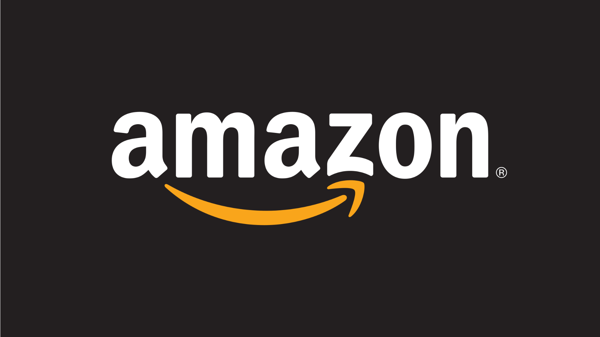 Amazon logo on a black background.