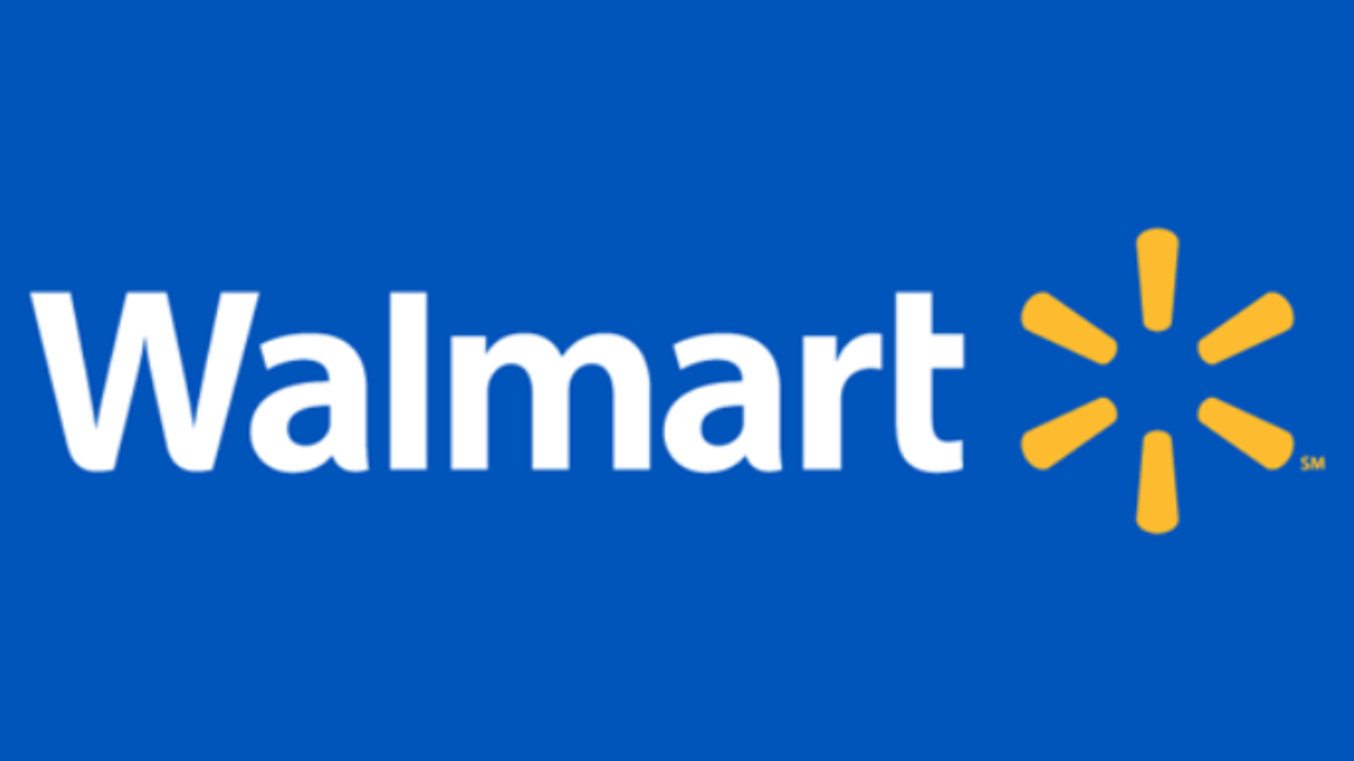Walmart logo on a blue background with white text and yellow accent.