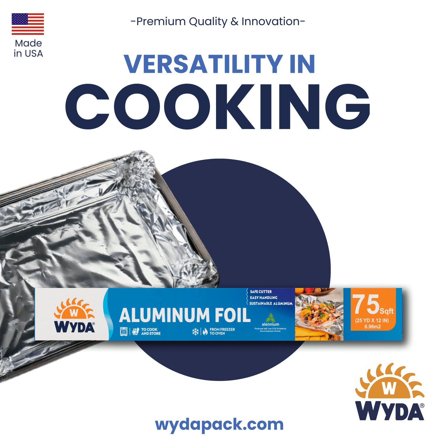 Wyda 75 Sq Ft Aluminum Foil Roll – Eco-Friendly, Made in USA