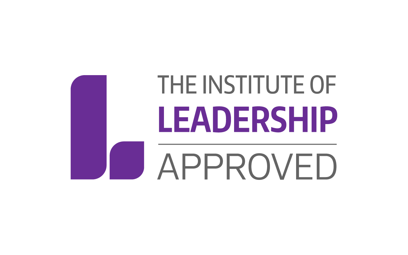 Logo of The Institute of Leadership Approved with purple and gray text