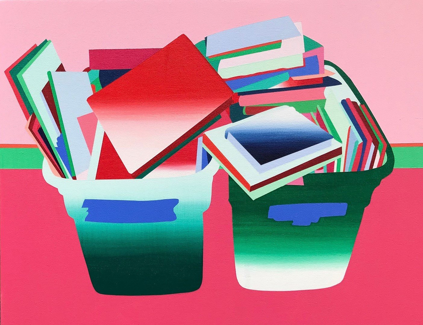 Discarded Books,
acrylic on canvas,
14 x 18",
2023