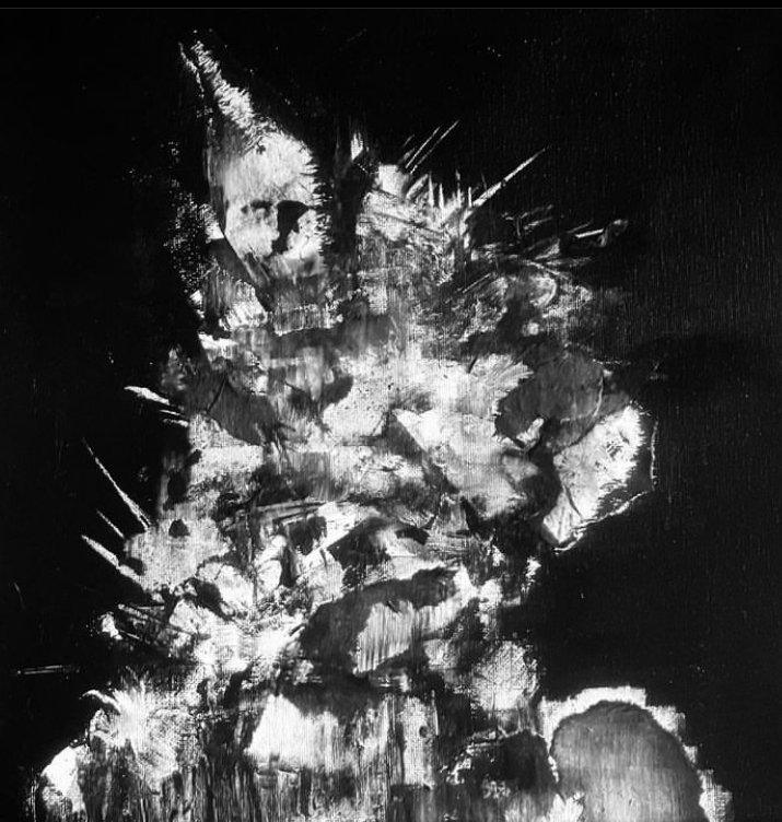 object (head), 2023. 12" x 12", acrylic and rice paper on canvas.