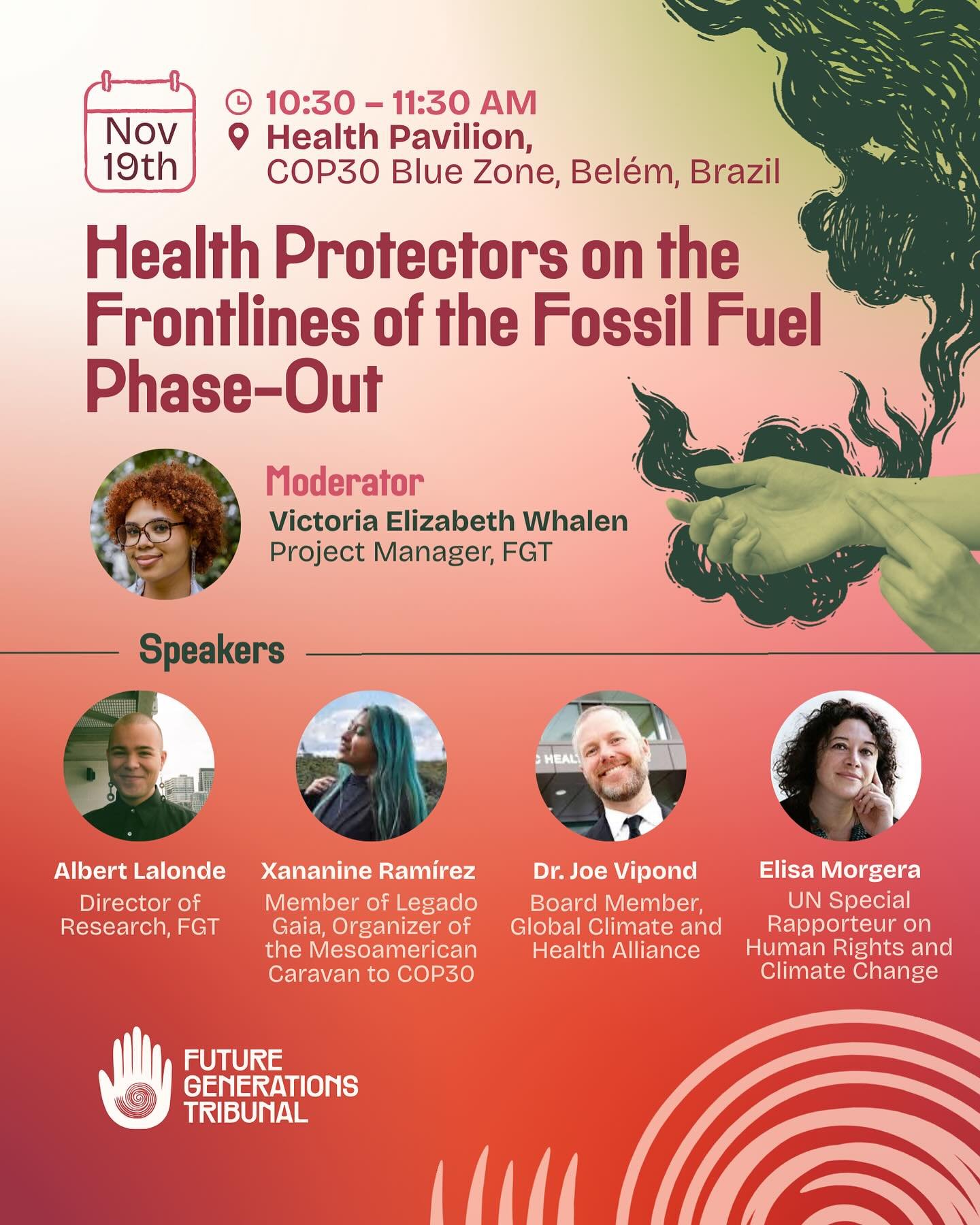 Health and climate change are intertwined, there is no safe planet for Present or Future Generations without a Fossil Fuel Phase-Out! 📢🩺

🇧🇷 Join us for the discussion of &laquo;&nbsp;Health Protectors on the Frontlines of the Fossil Fuel Phase-O