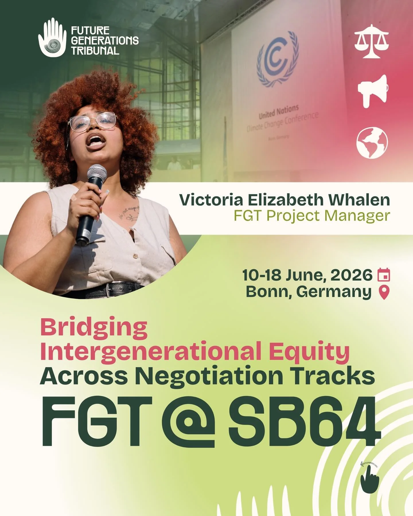 We will be at #SB64 represented by our Project Manager @toresaur in Bonn, Germany. ✊🏽

FGT's primary focus on the ground from June 10-18 is to include intergenerational equity and long term governance approaches for climate justice into the negotiat