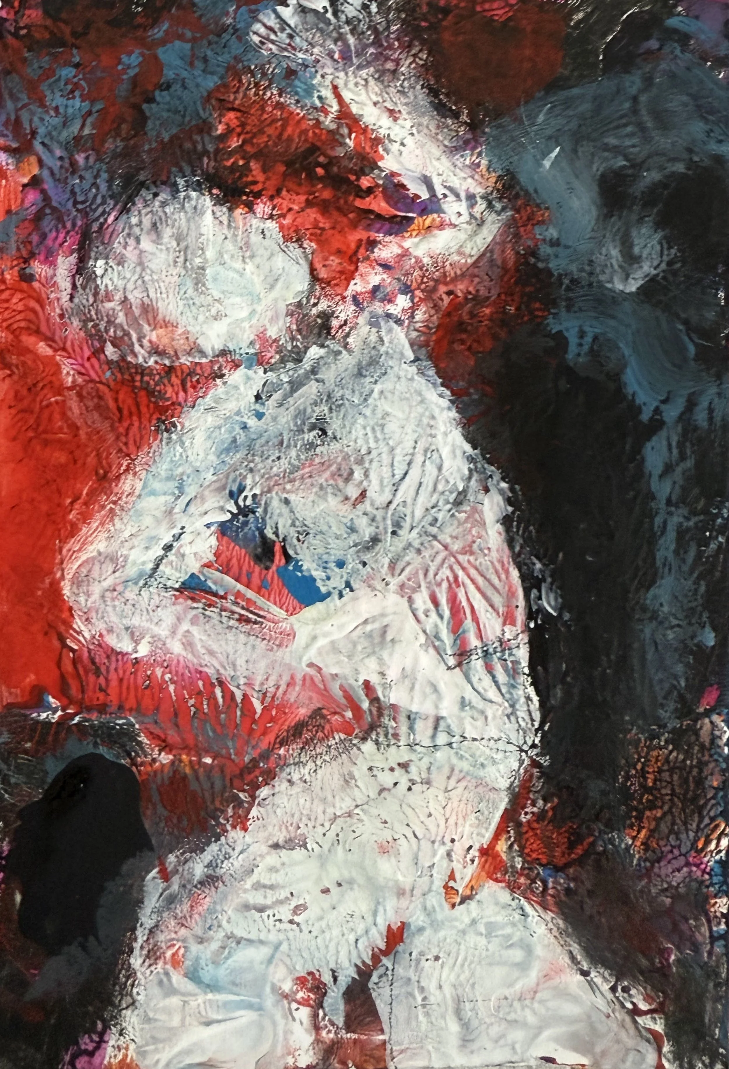 Dance of life (2) - acrylic on card - 14.8 x 10.5 cm - framed £160