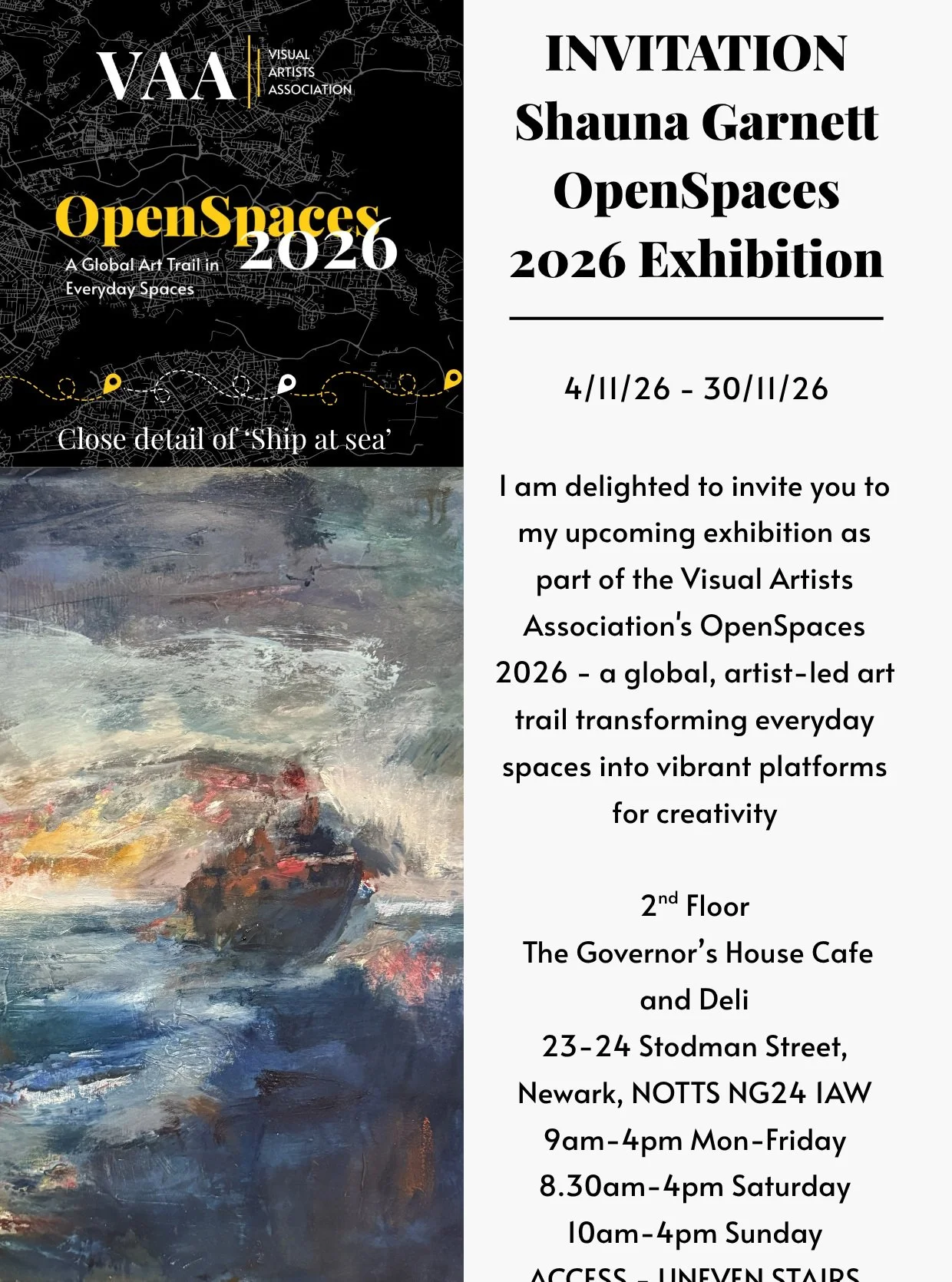 Looking for something to do in November - come and visit my exhibition in the wonderful Governor's House Cafe and Deli, Newark
2nd floor - access by stairs only
#originalartforsale
#GlobalArtTrail
#OpenSpaces2026
#the_governors_house
#we.are.newark
