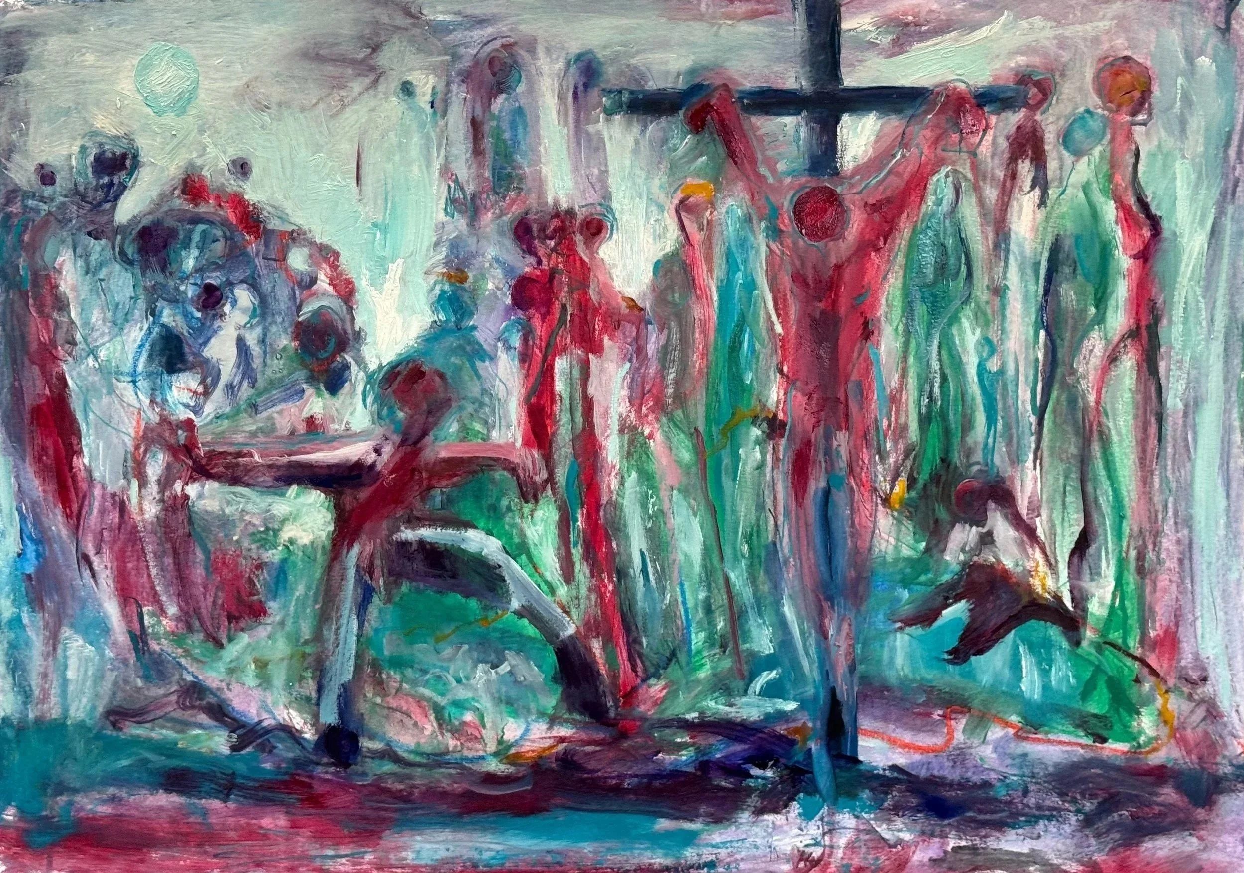 When Humanity destroys itself - pastel acrylic and oil on paper (cm unframed) - 68.3 x 88.0 cm framed £500