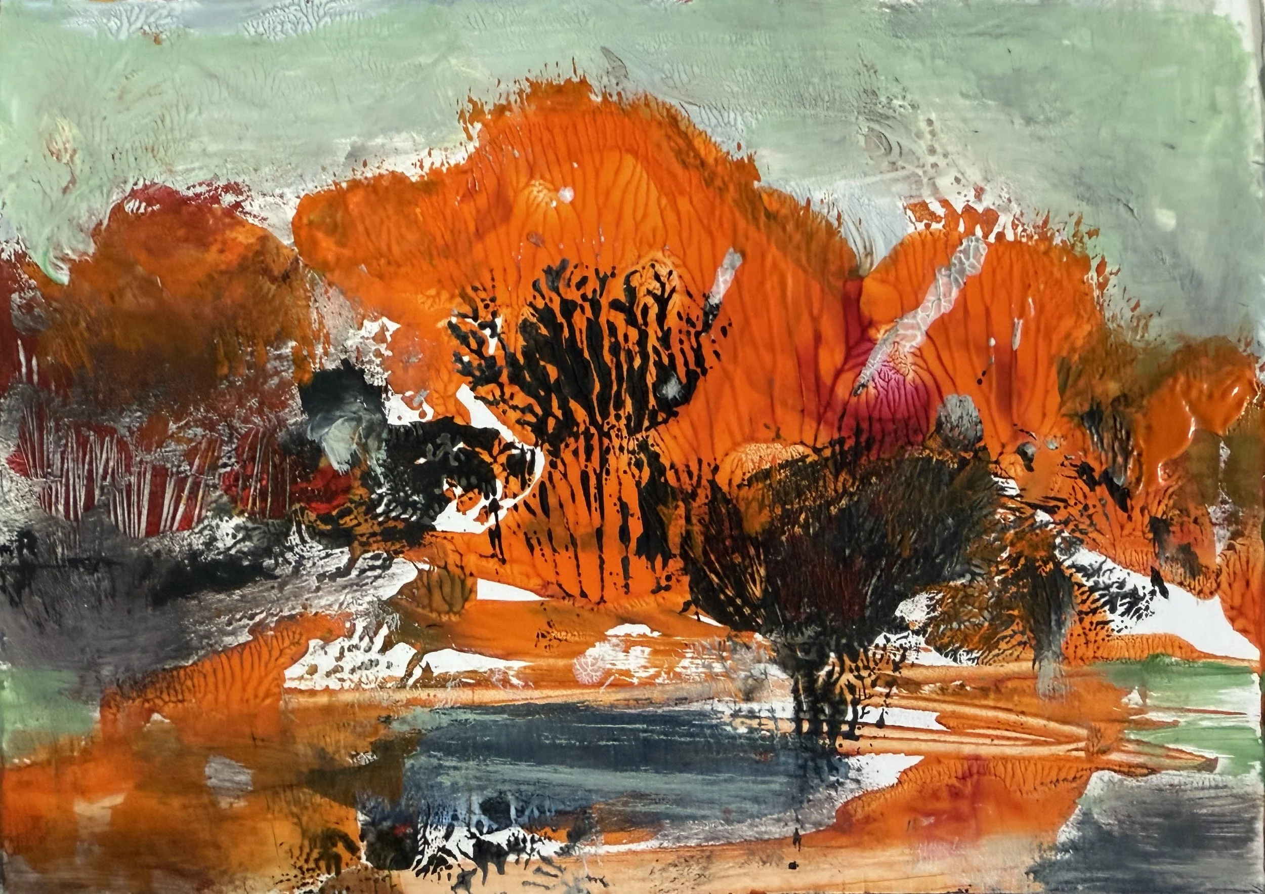 The glass pool - 10.2 x 15.2 cm - acrylic on card - sold
