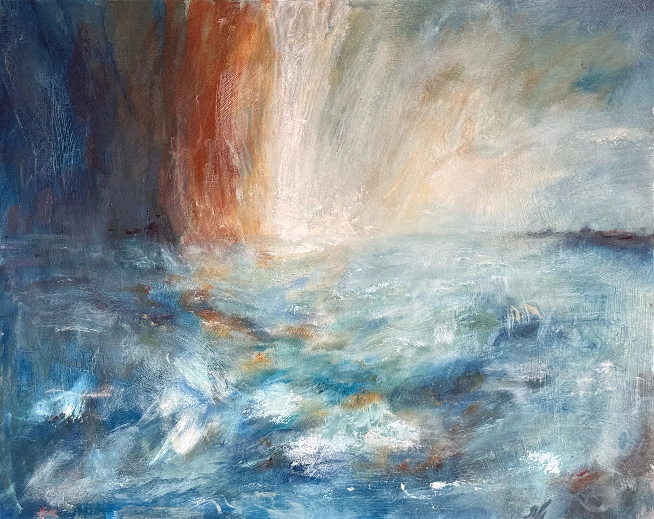 Sea storm - 40.6 x 50.8 cm - oil on board - Framed £280
