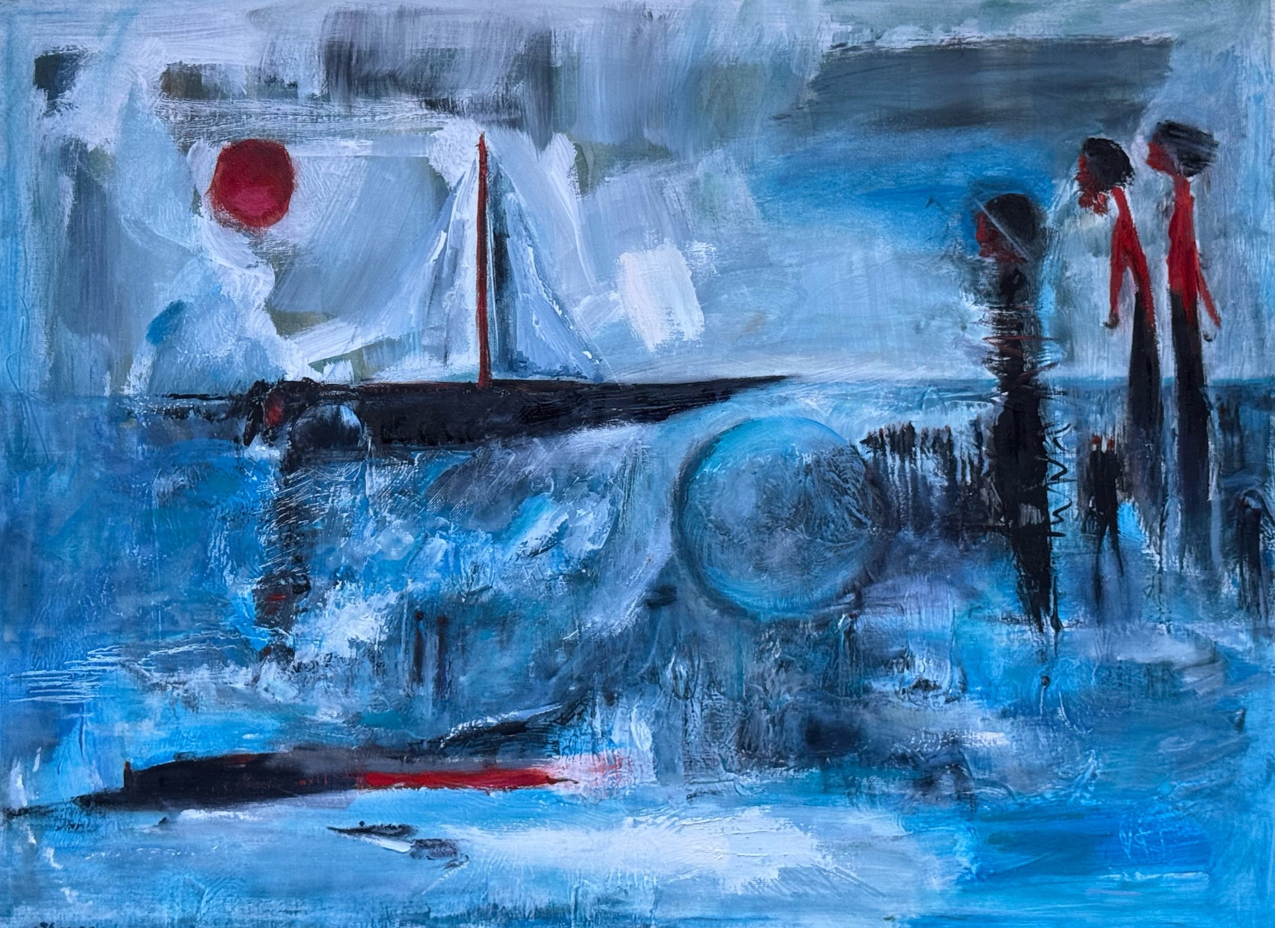Moving in mysterious ways - acrylic and oil on canvas (57.7 x 77.7 cm  unframed) - 60.0 x 80.2 cm framed £350