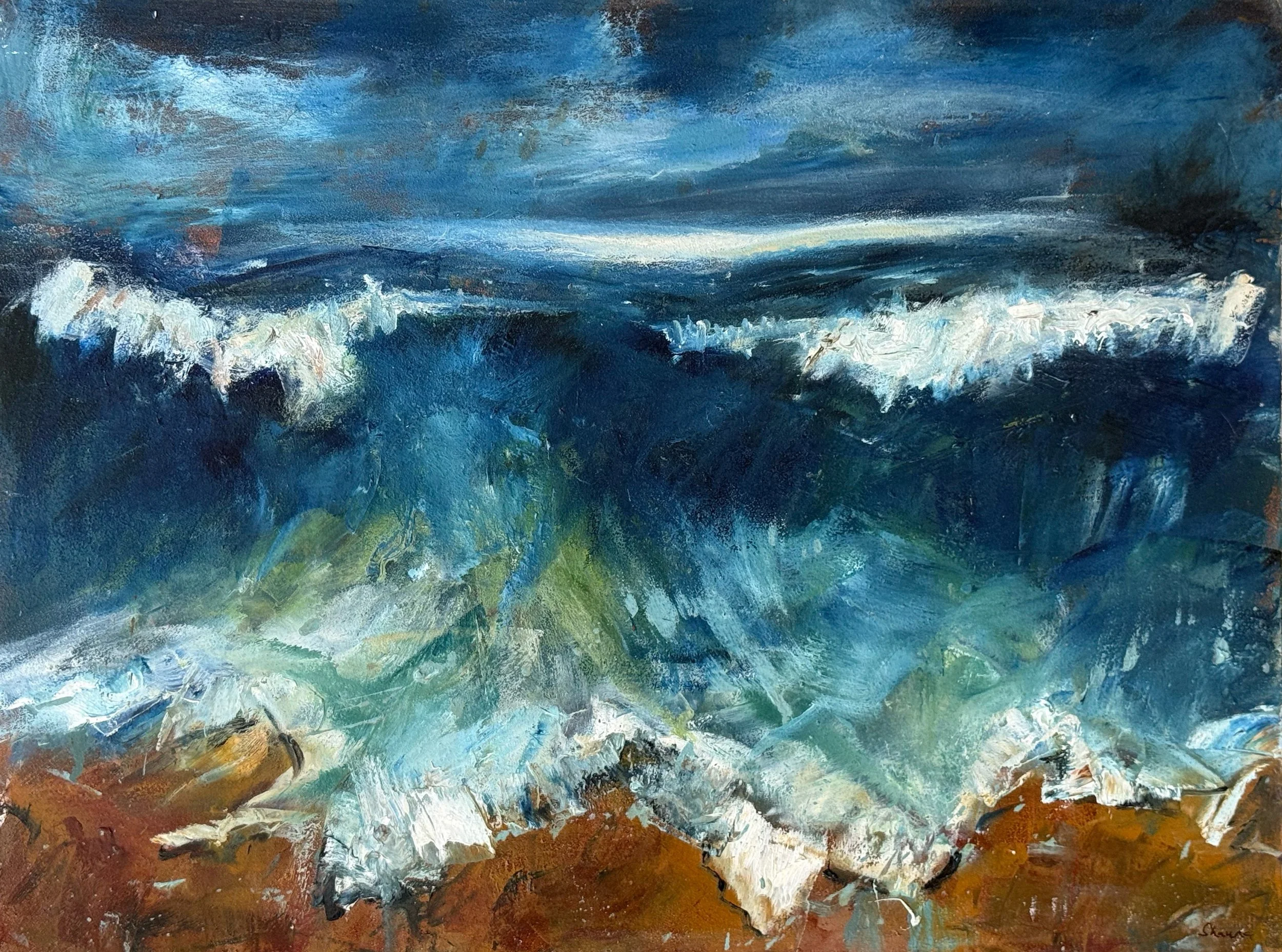 The sea in time - 30.5 x 40.6  cm - oil on board -  Framed £280