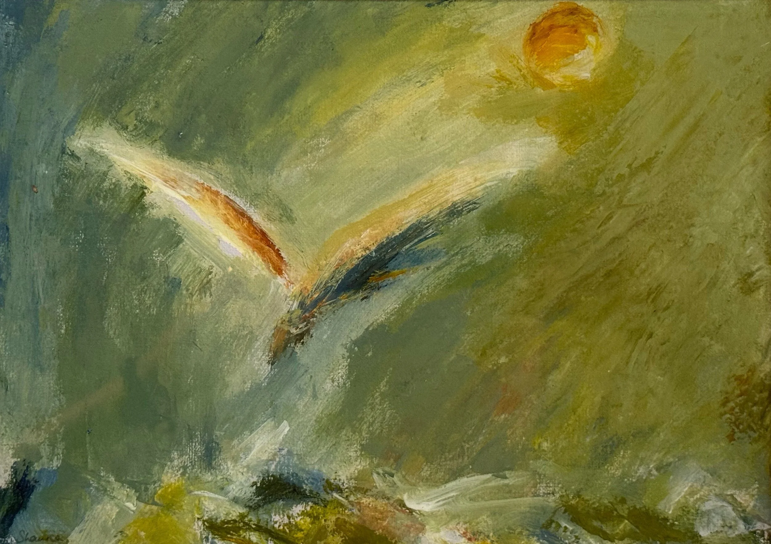 Sea dive - acrylic on paper(20.5 x 29.5 cm unframed) - 36.5 x 38.7 cm framed £120