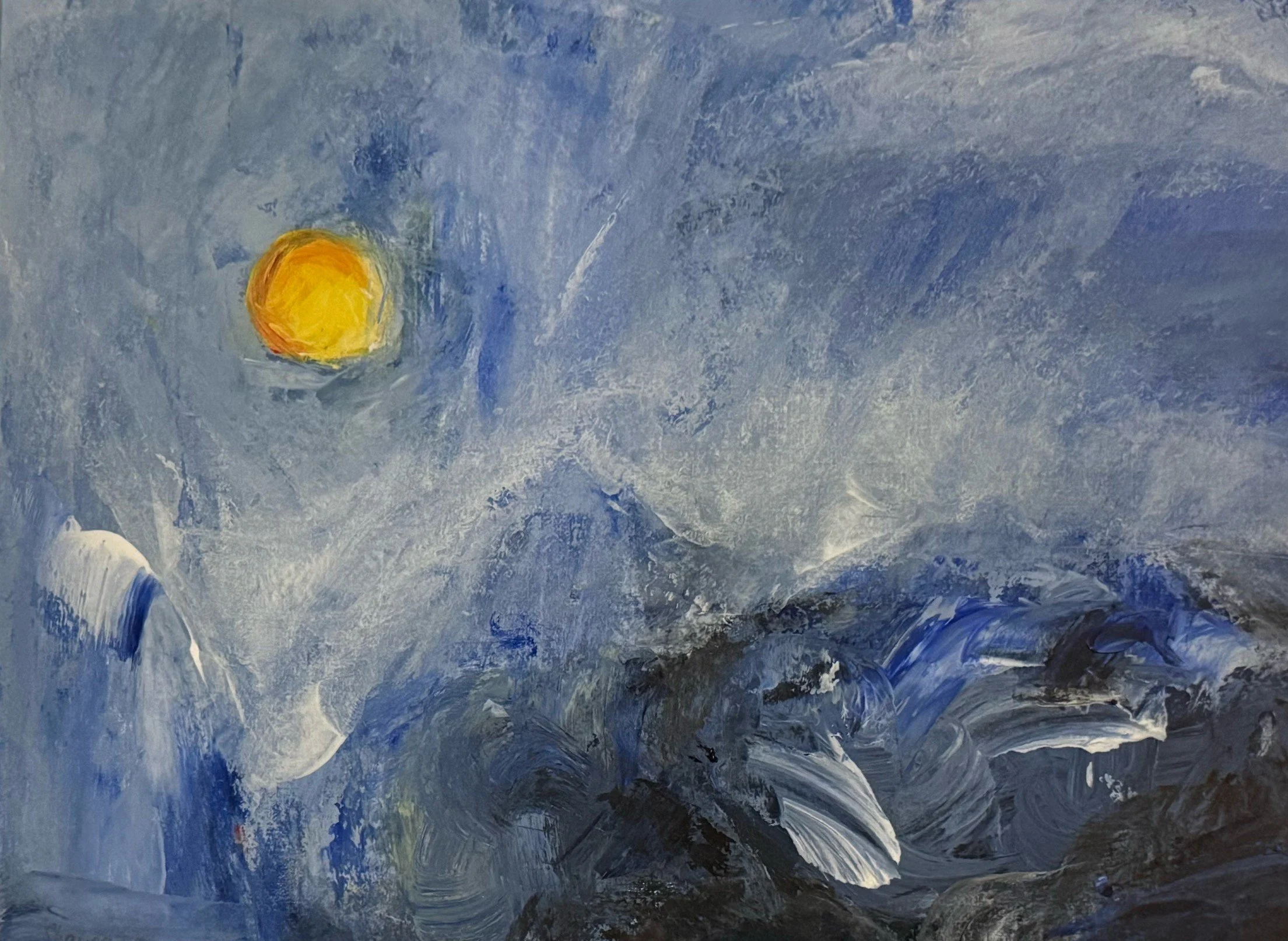 Sea sun - acrylic on paper(20.5 x 29.5 cm unframed) - 36.5 x 38.7 cm framed £120