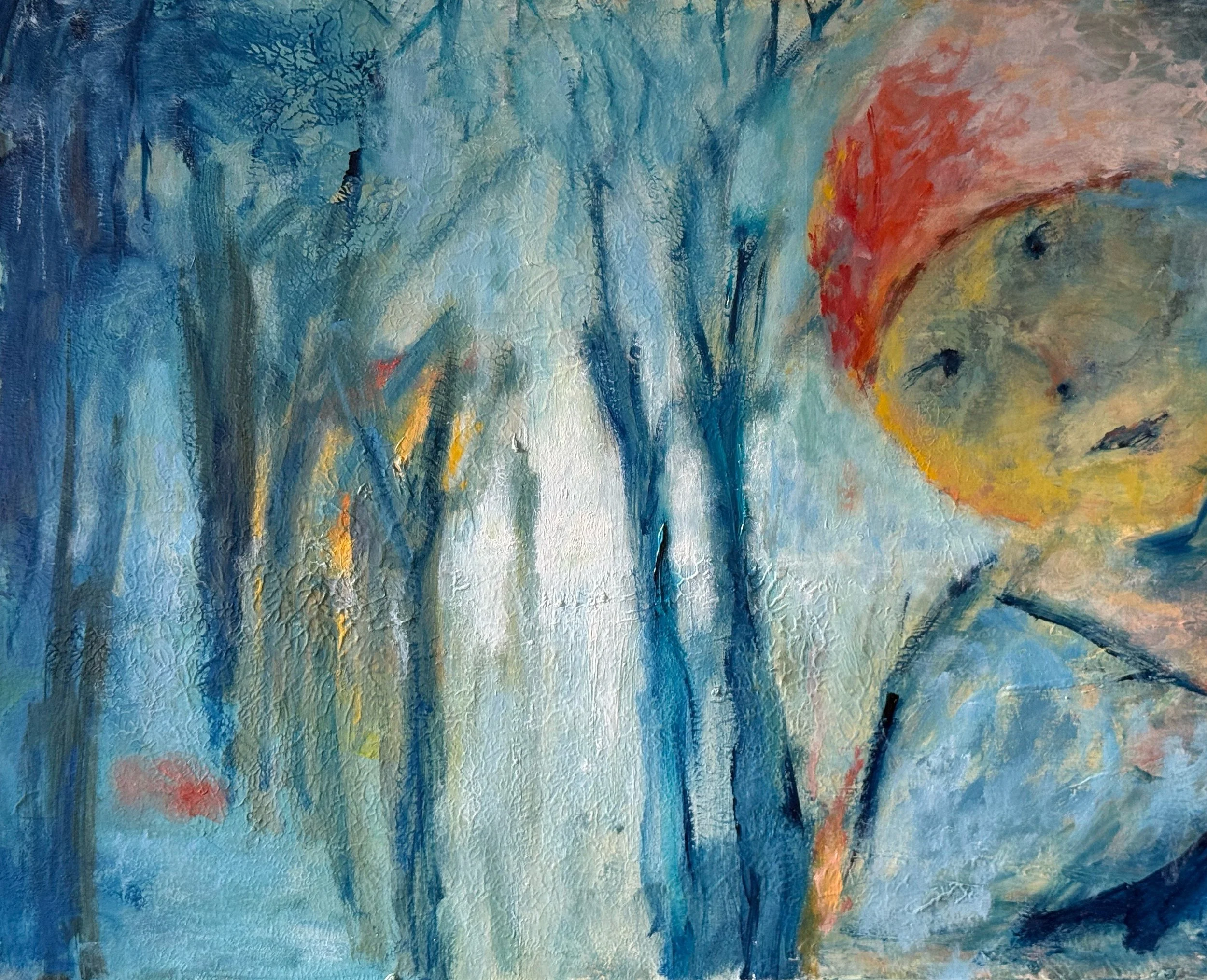Woodland Dawn - acrylic and oil on card (30.5 x 40cm unframed) - 37.5 x 47.0 cm framed £220