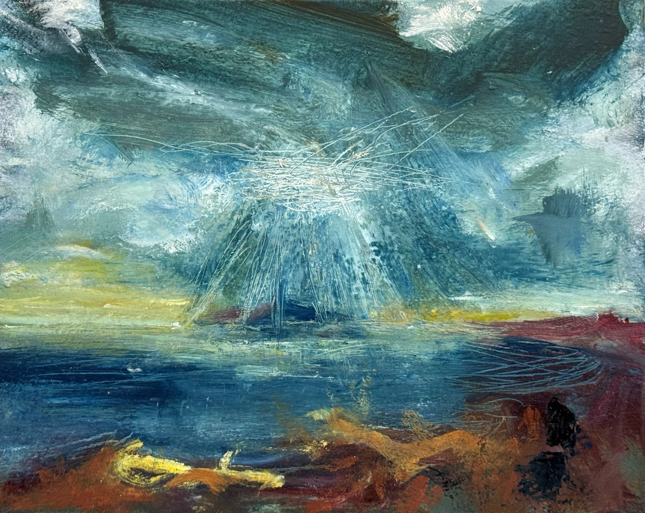 Skyburst 20.4 x 24.6 cm oil on board