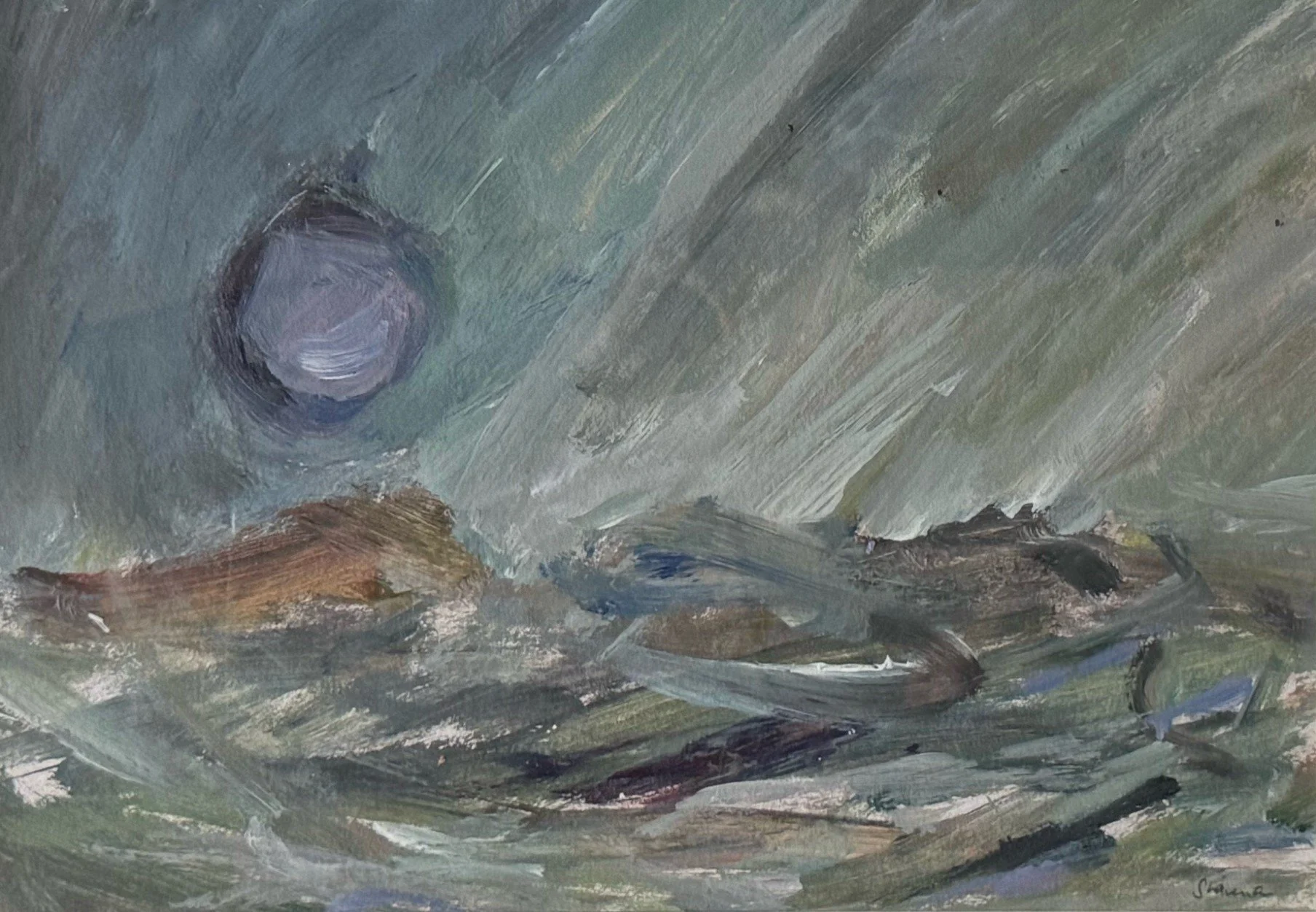 Sea dark - acrylic on paper(20.5 x 29.5 cm unframed) - 36.5 x 38.7 cm framed £120