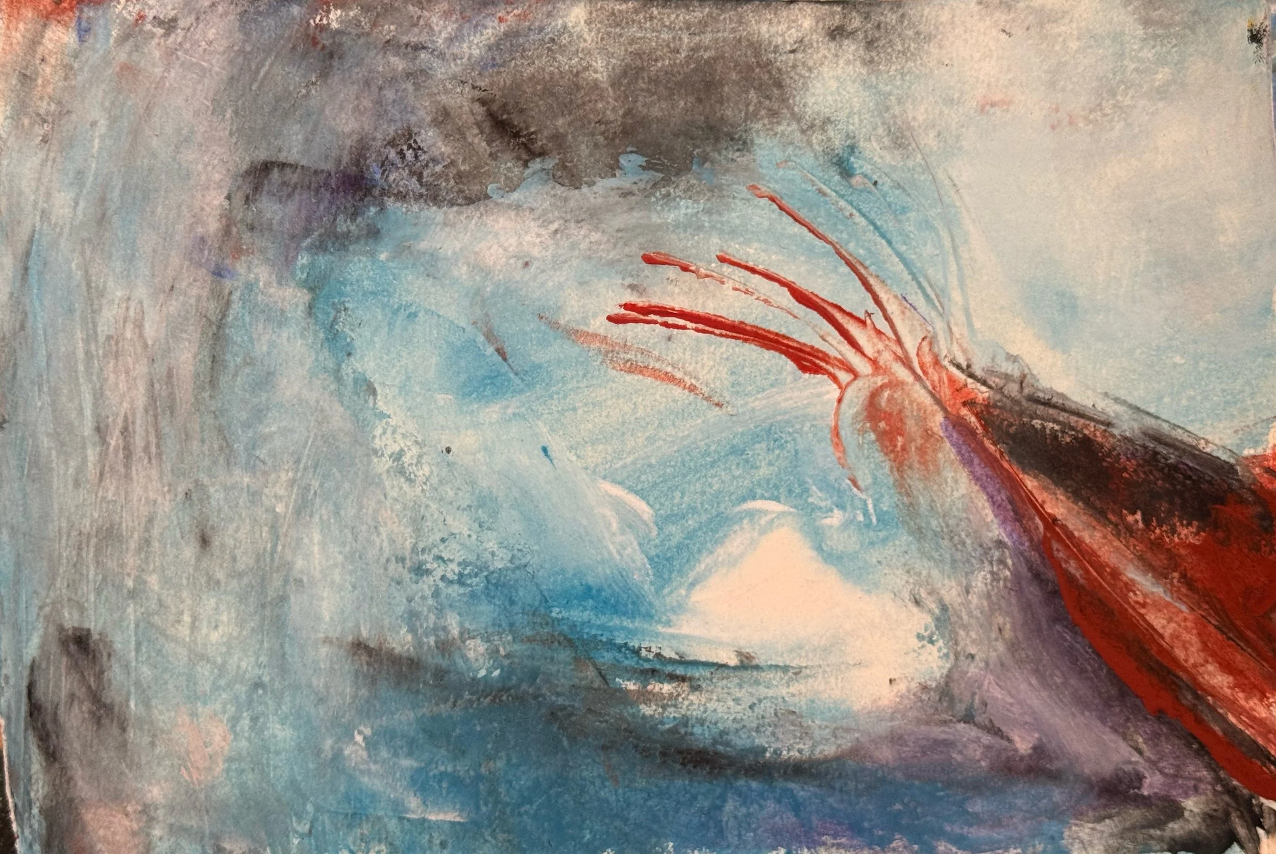 The journey - acrylic on paper (9.5 x 14.5 cm unframed) - 17.4 x 22.2 cm framed £60