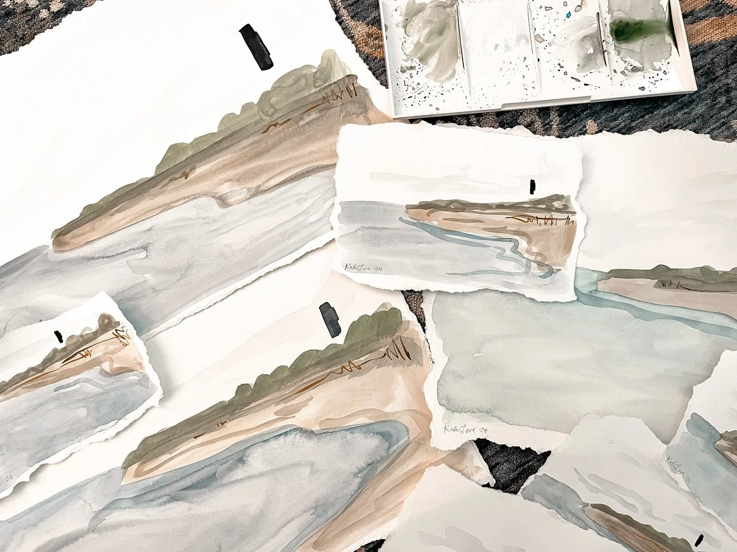 A limited number of Sullivan&rsquo;s Island watercolors with hand deckled edges coming to @artonthebeachchs on Sunday ✨