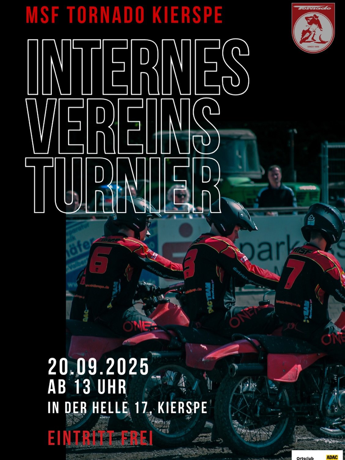 Die Saison ist vorbei &ndash; und das wollen wir gemeinsam mit euch feiern! 🎉
Am 20.09.2025 ab 13 Uhr starten wir in unserer Motoball Arena mit einem internen Vereinsturnier.

👉 Spa&szlig; &amp; Gemeinschaft stehen im Vordergrund
👉 Es wird gegrill