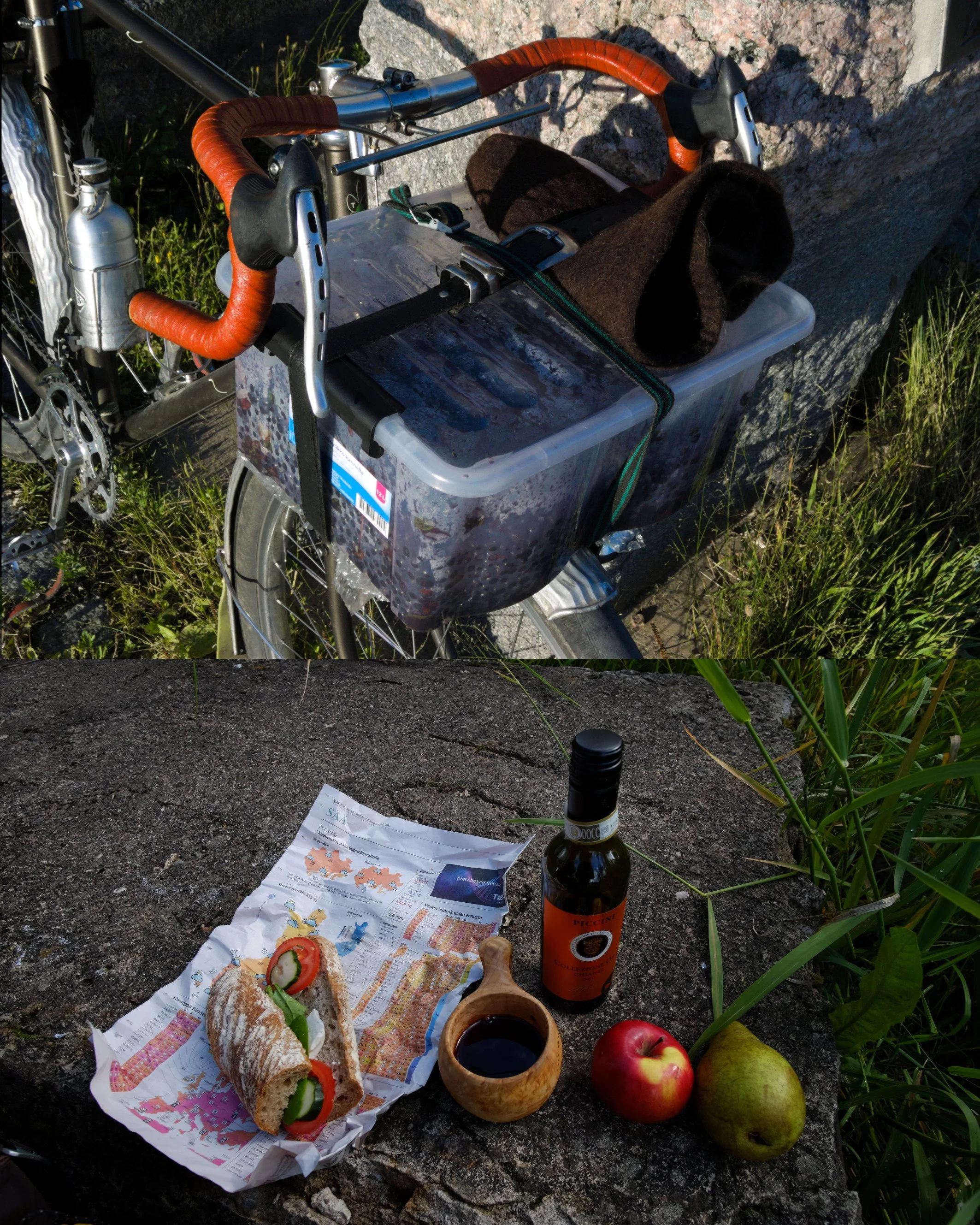 Tunk life: blueberries juiced by ATBing, influencer meal, coffee by the beach, Itera bike behind shed, film gone wrong, tire operation, a quick lunch at HQ and summer moods