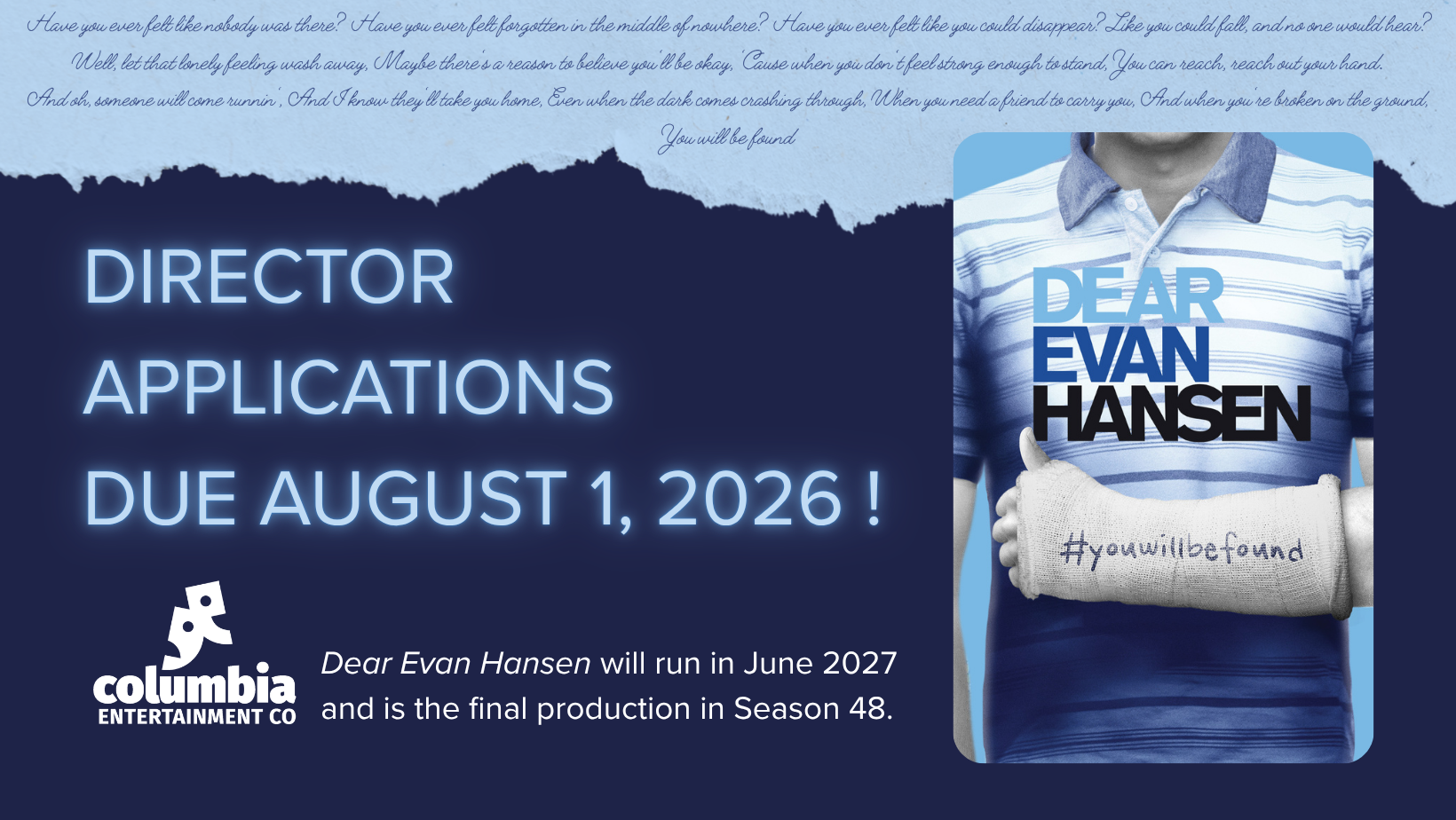 Director Applications Dear Evan Hansen