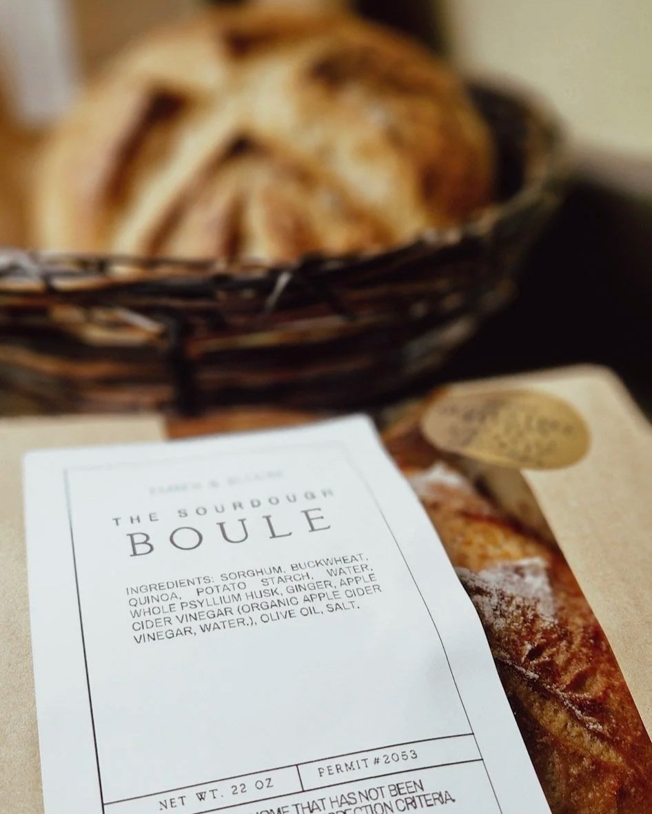 An image of Ember & Bloom's packaged gluten-free sourdough boule made in Gig Harbor.