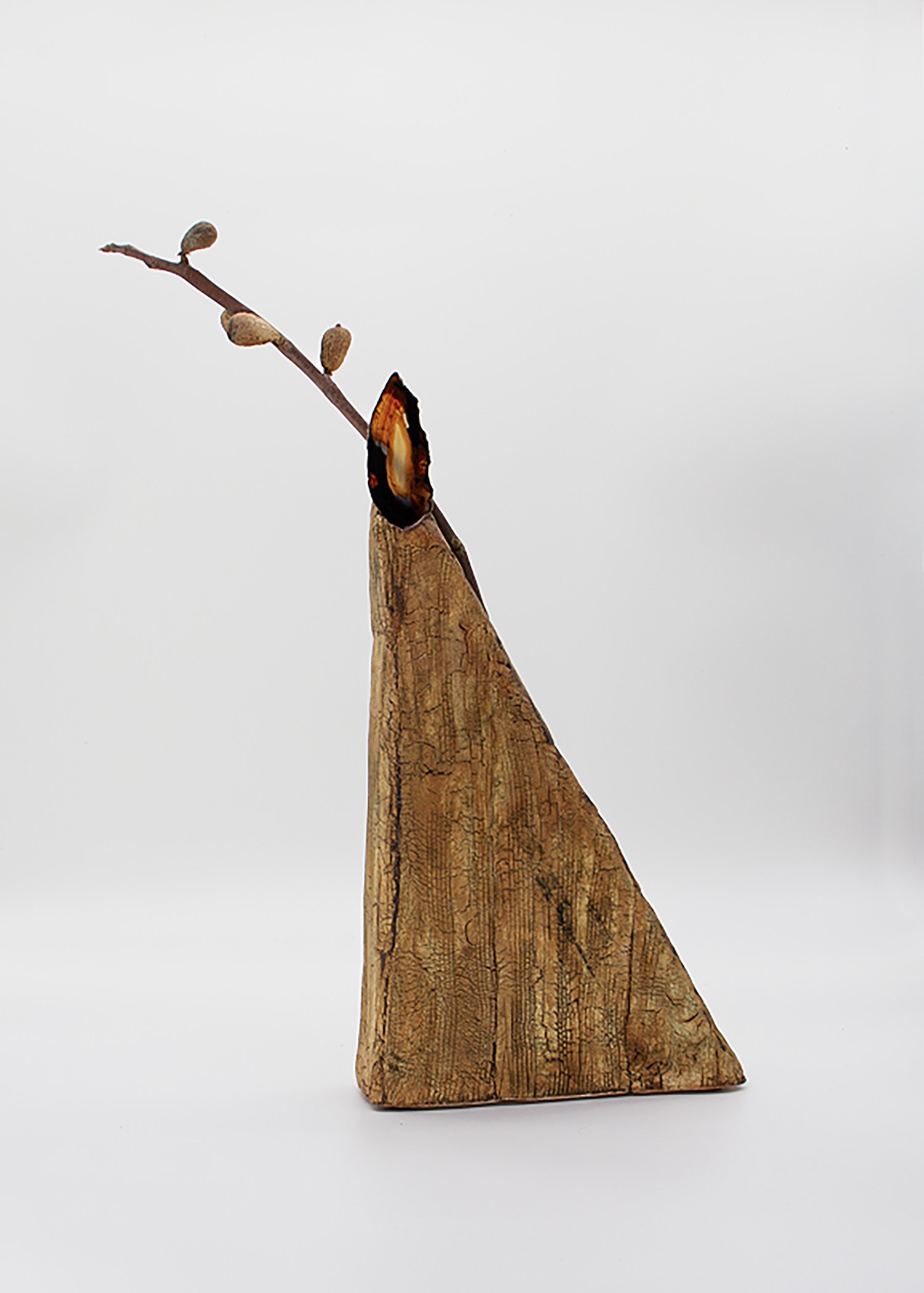 Triangle Vase with Agate