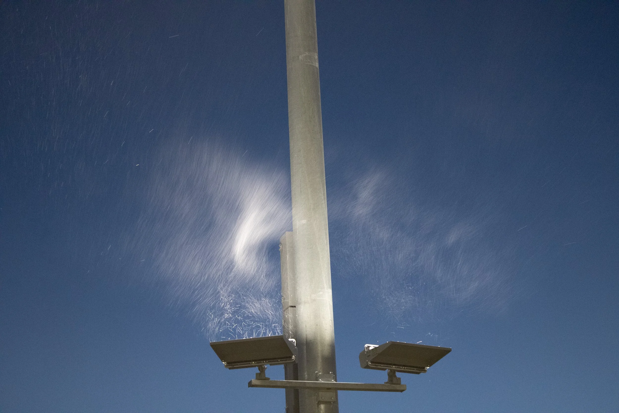 Blowing snow, steel pole, Denver, CO