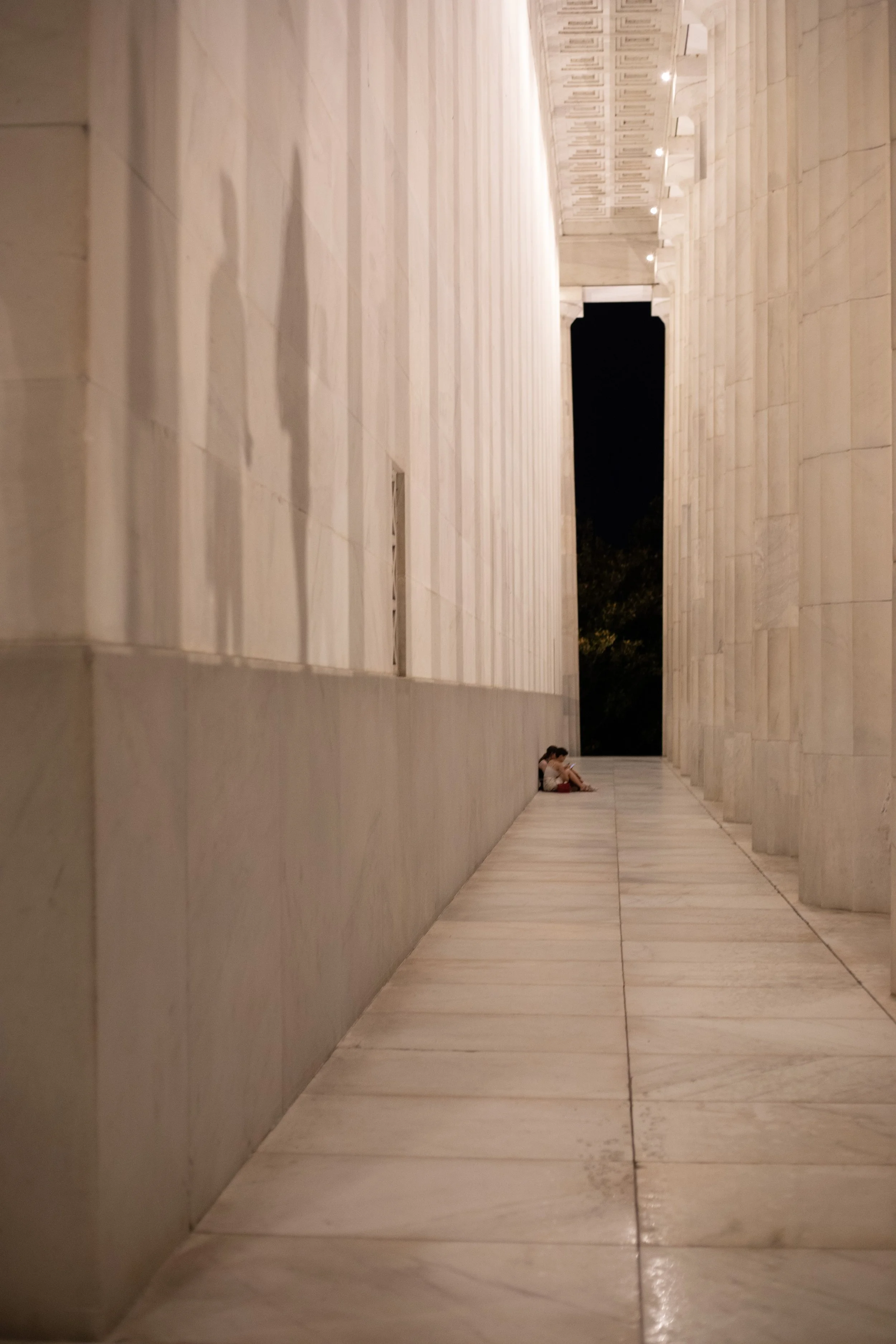 Lincoln Memorial portico at night, Washington, D.C.