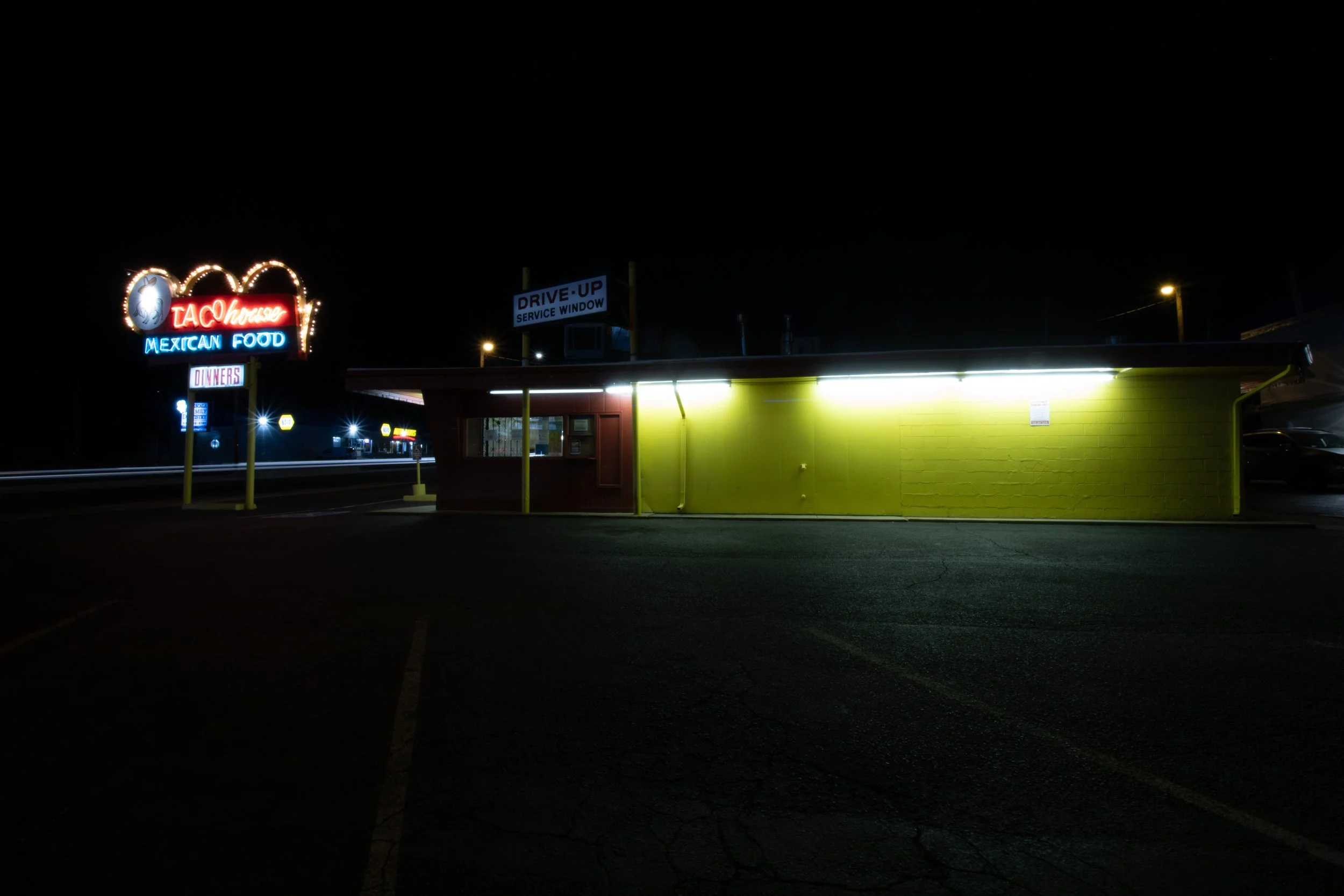Taco House at night, Denver, CO