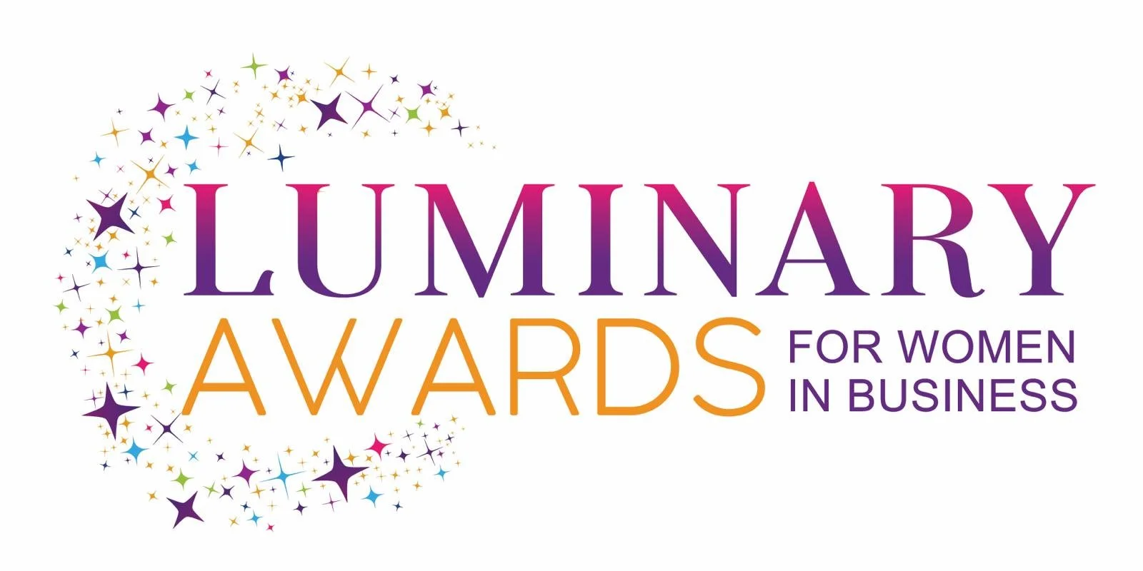 Lumnary Awards for Women in Business logo with colorful stars and text.