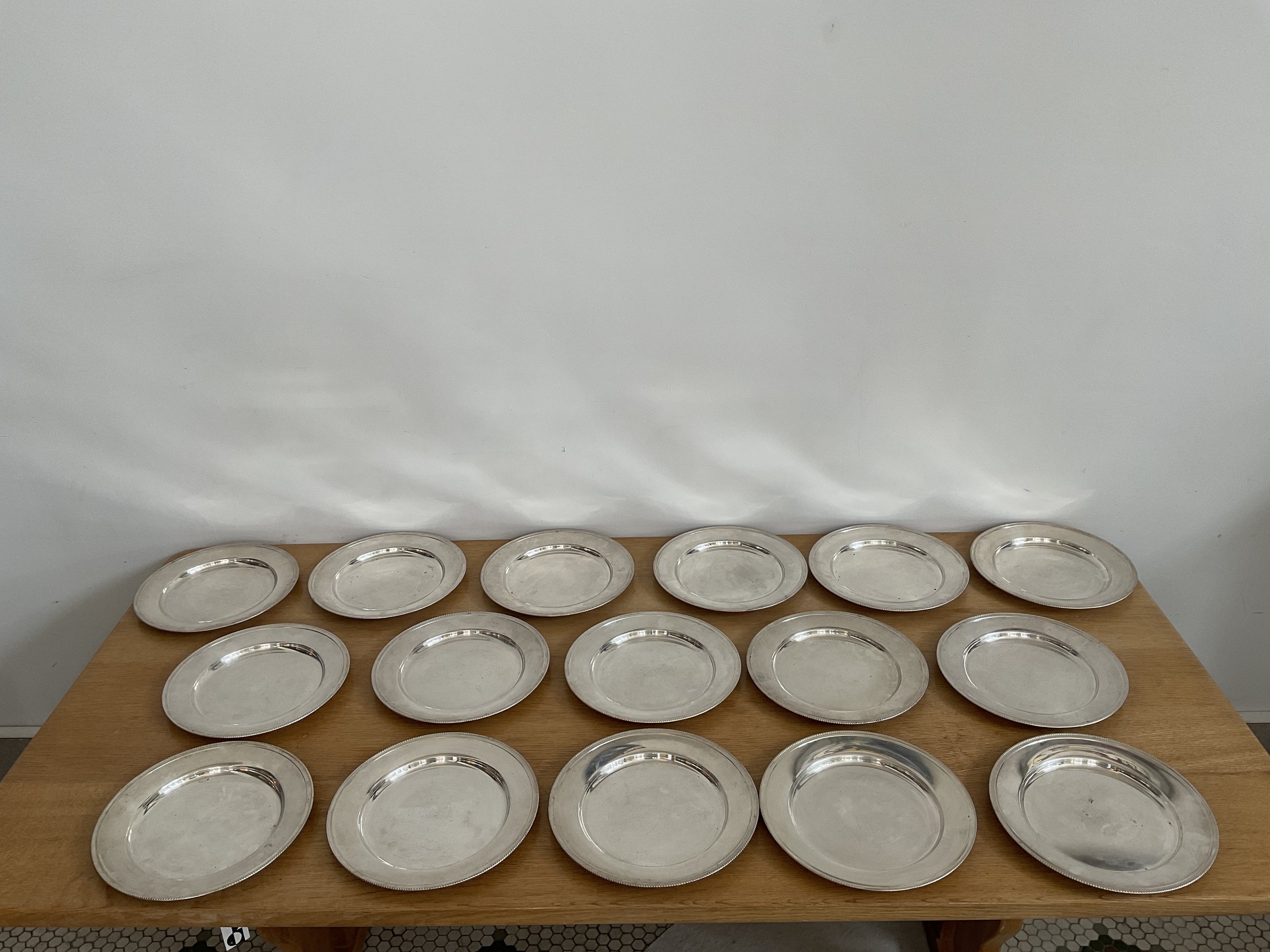 Late 20th Century Danish Silverplate Charger Dishes From Hejl Denmark- Set of 16
