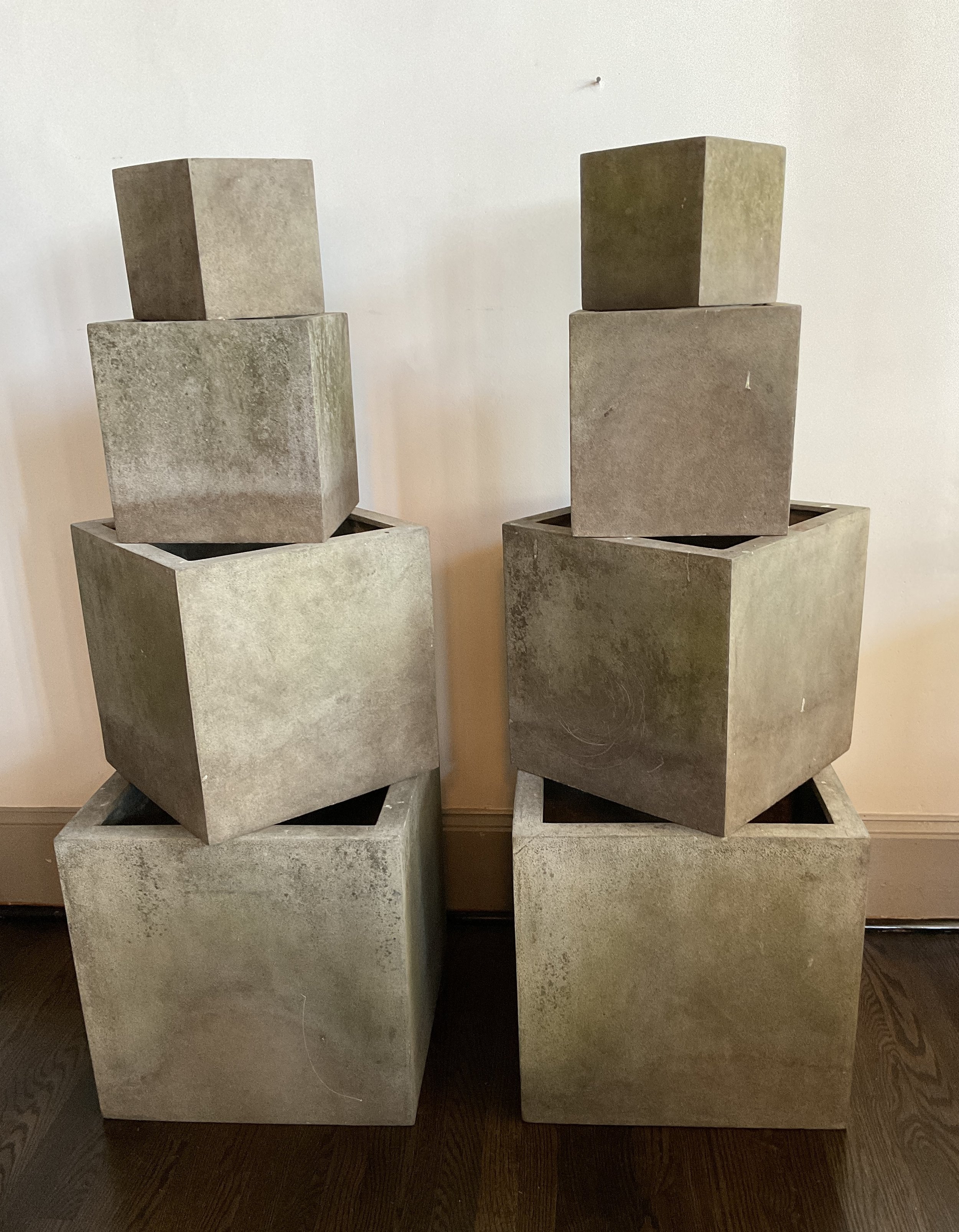 Fiberglass Planters with Patina