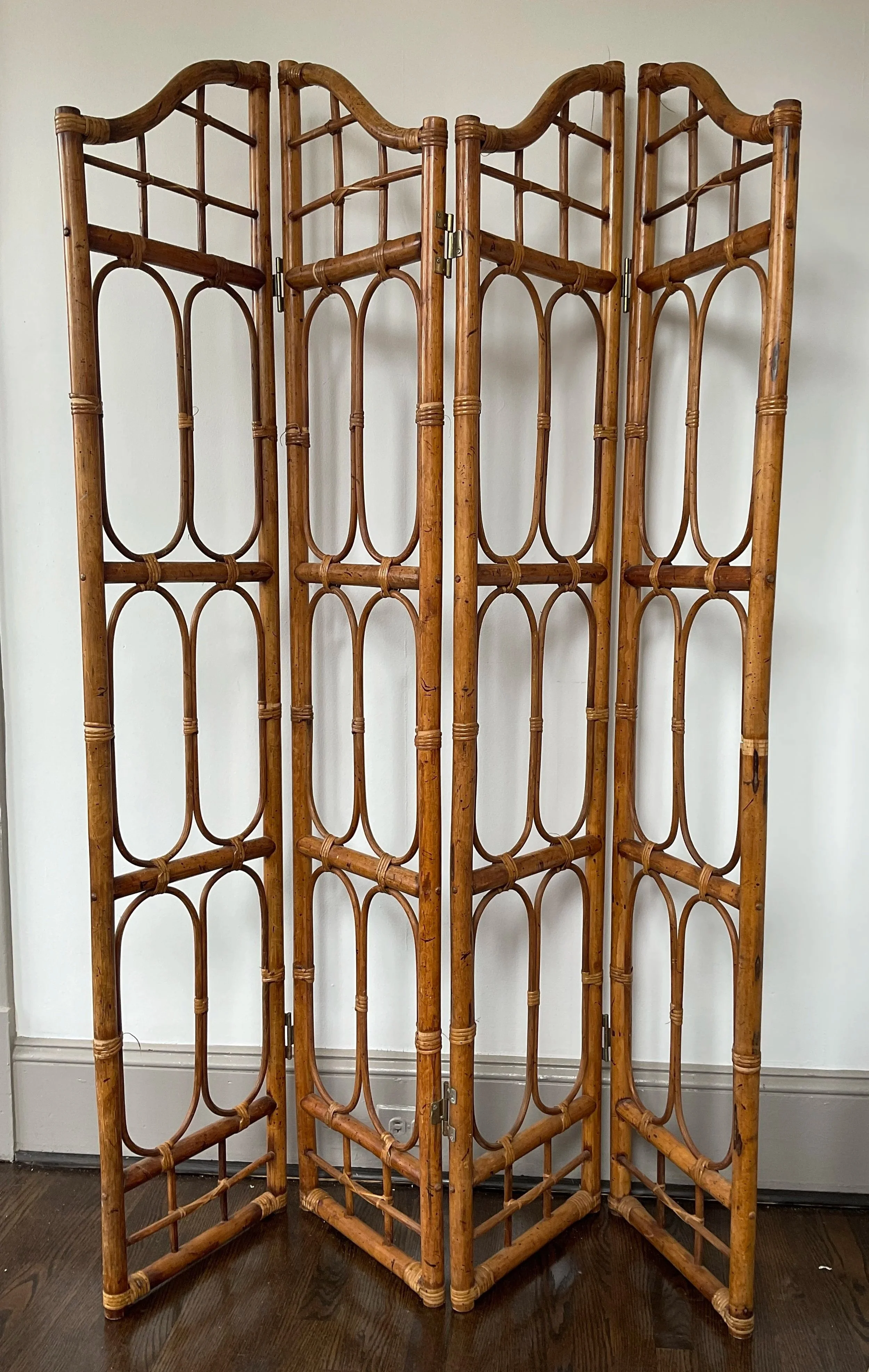Vintage 1970s Four-Panel Bamboo Screen