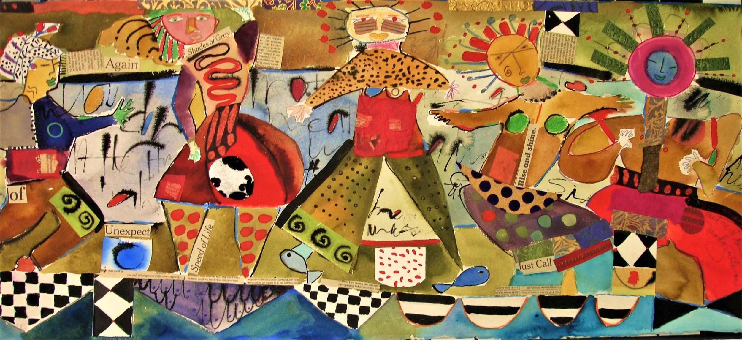 meet me at luna's 32"x18"; original & ltd edition giclee, MM collage on paper