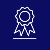 Icon of a blue award ribbon on a dark blue background